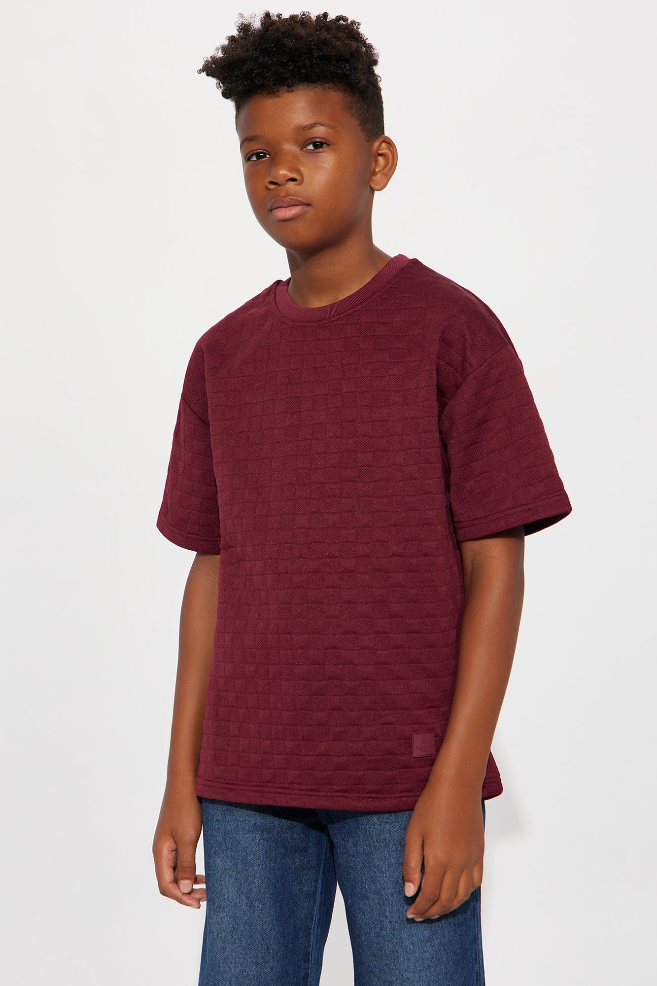 Mini Check Mate Textured Tee II - Burgundy