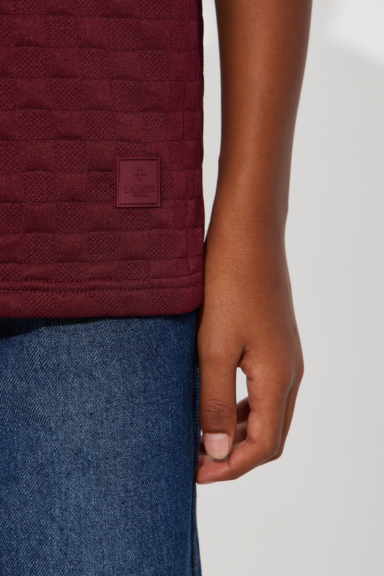 Mini Check Mate Textured Tee II - Burgundy