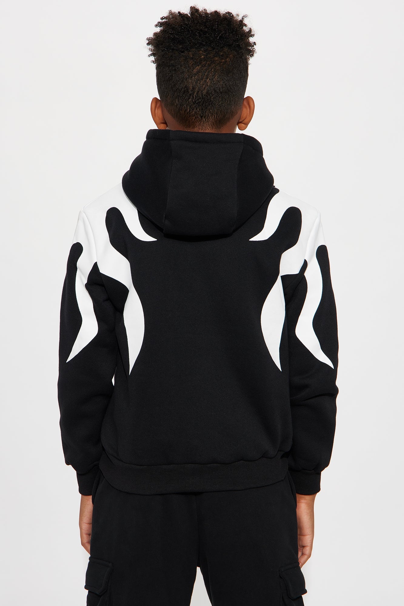 Mini Fire Patched Hoodie - Black