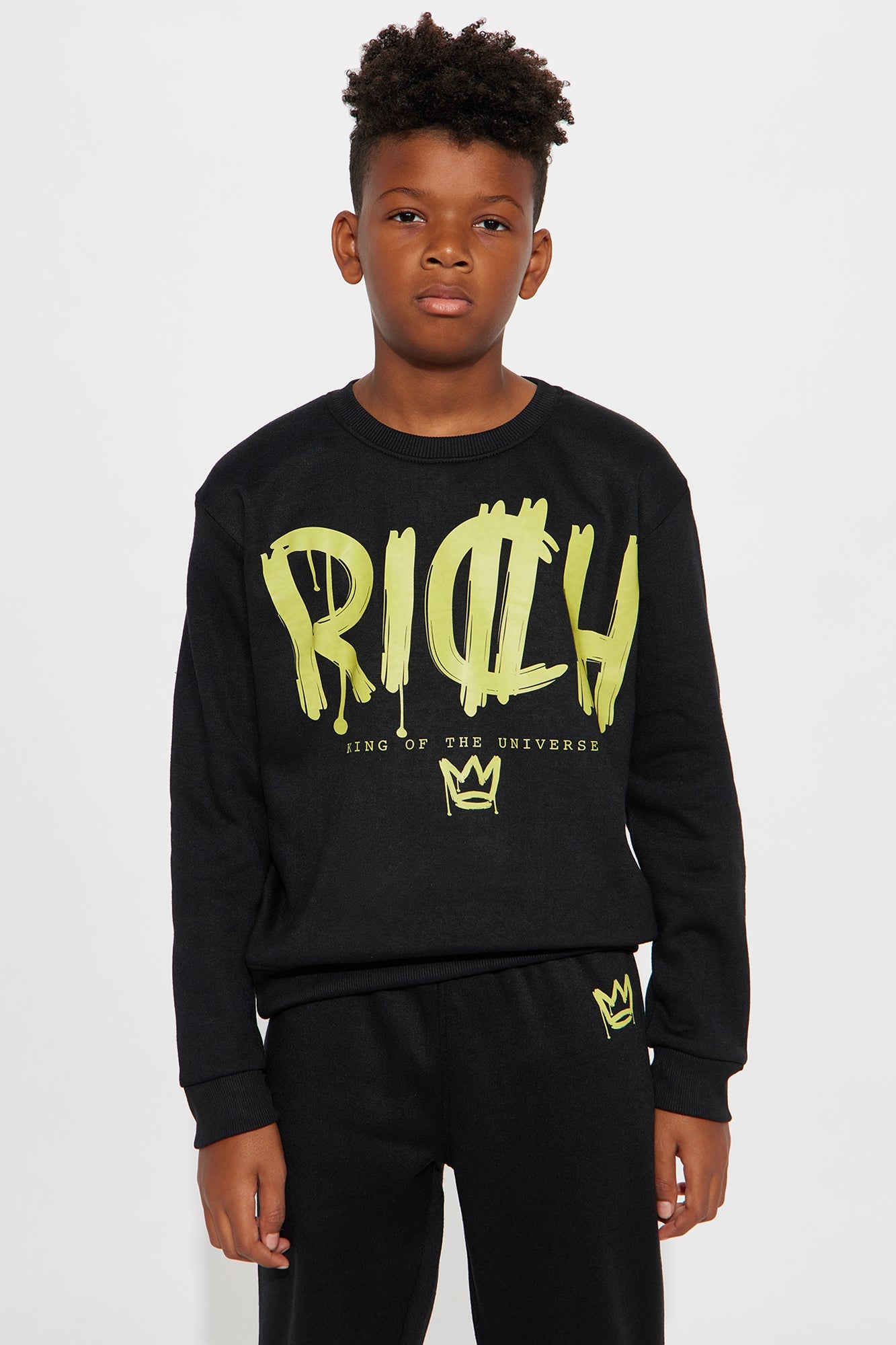 Mini Rich Jogger Pant Set - Black