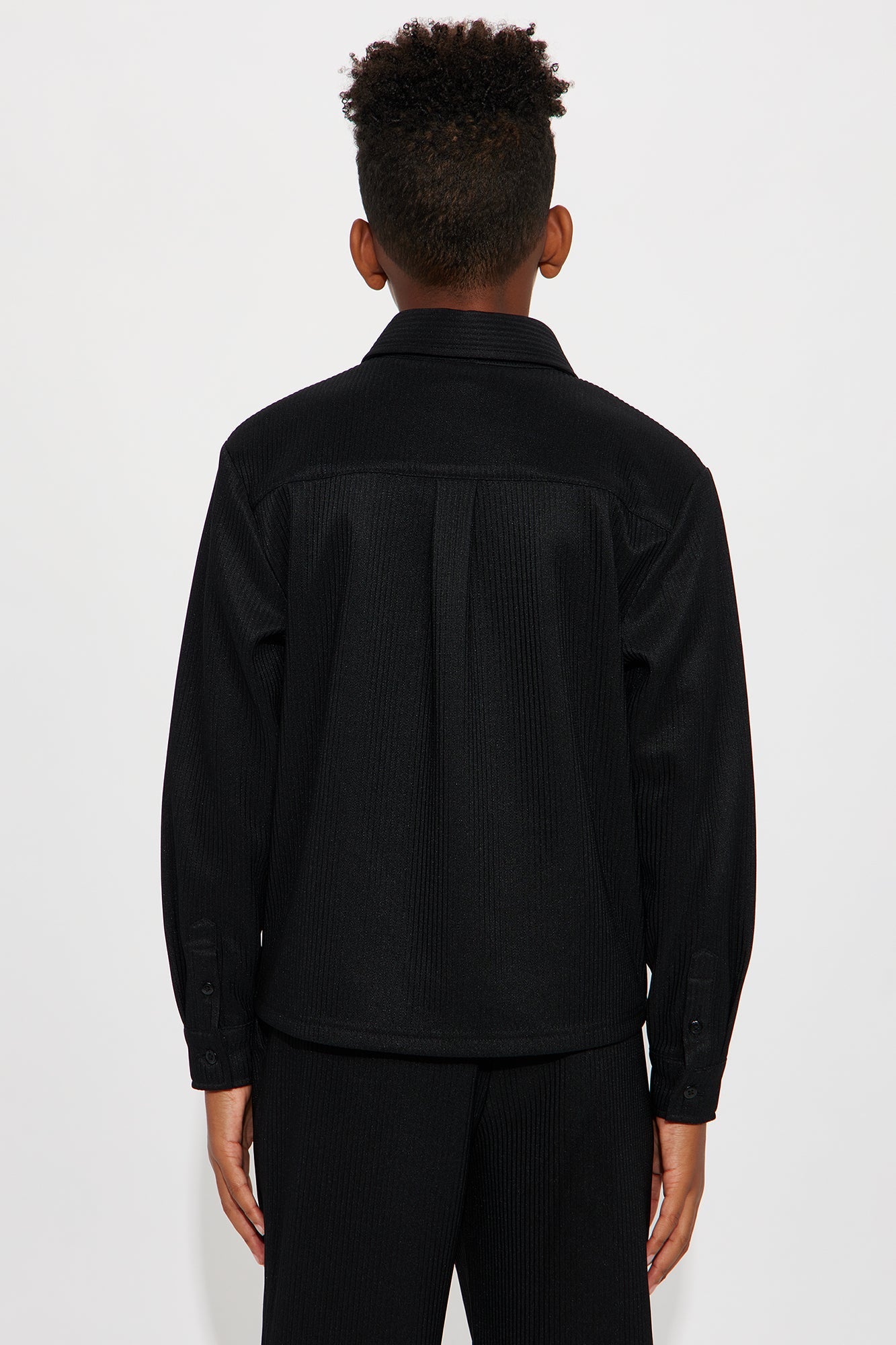 Mini Show Up Long Sleeve Button Up Shirt - Black