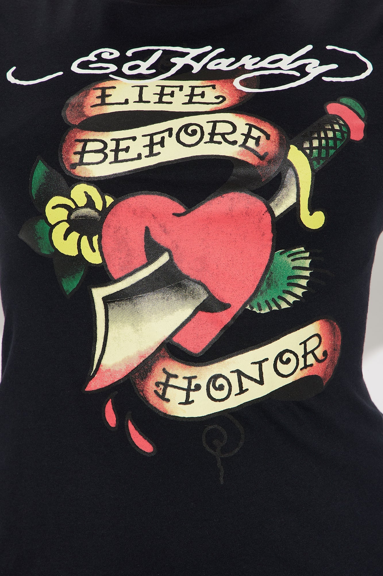 Ed Hardy Honor Dagger Long Sleeve Mini Dress - Black