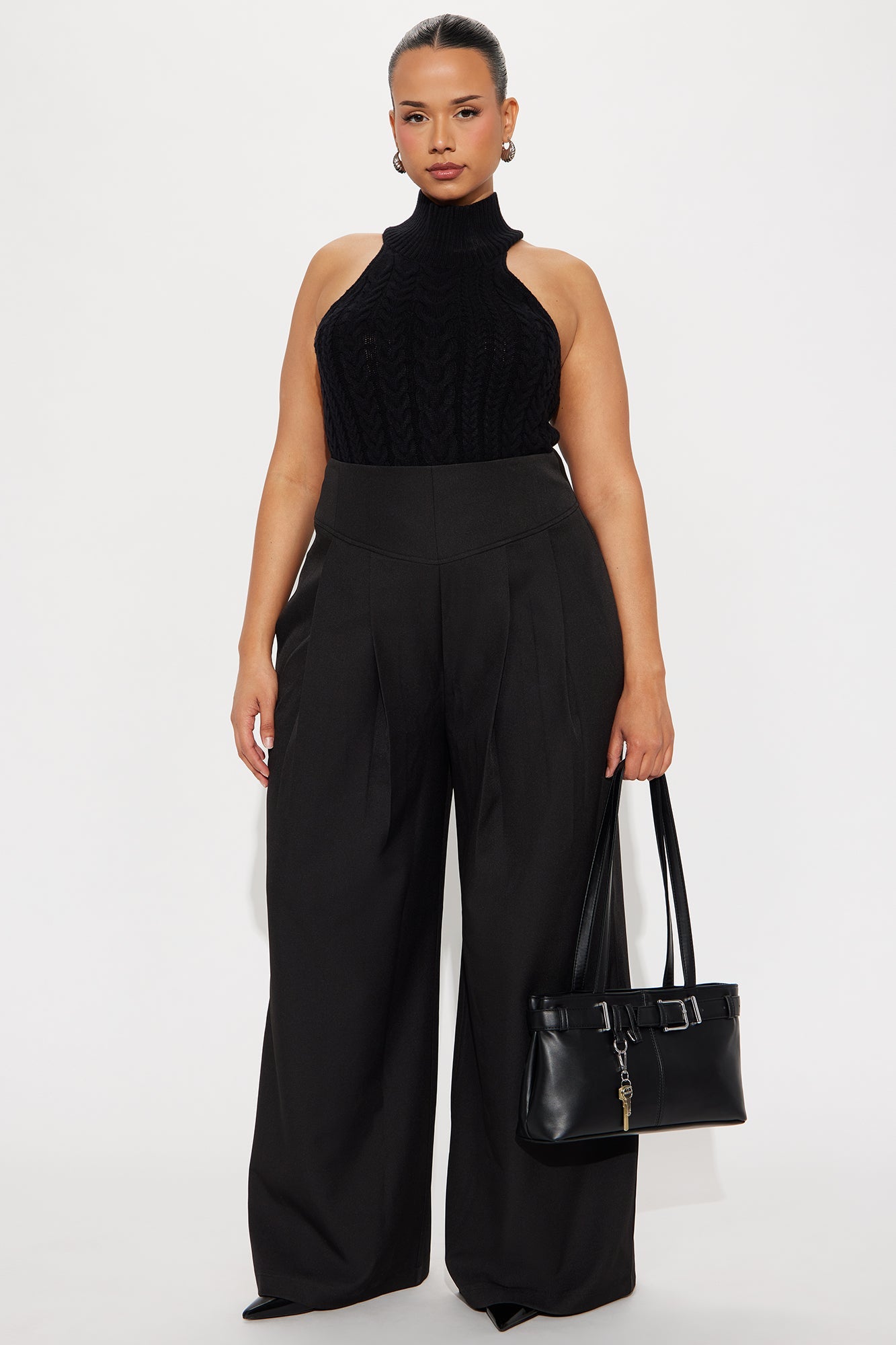 Lauriel Wide Leg High Waisted Trousers 32″ - Black