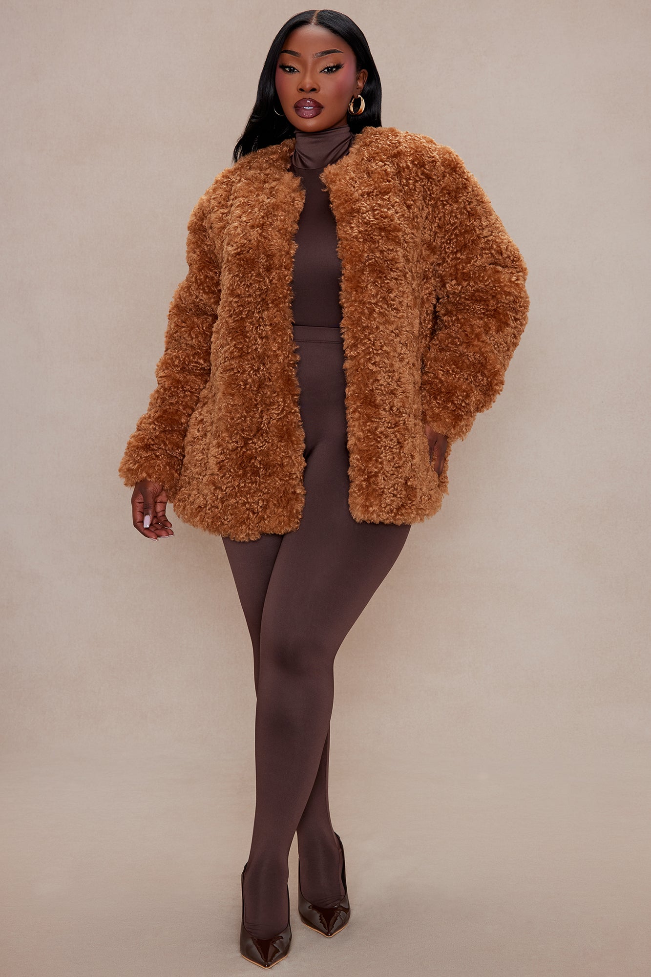 Arden Sherpa Fur Jacket - Camel