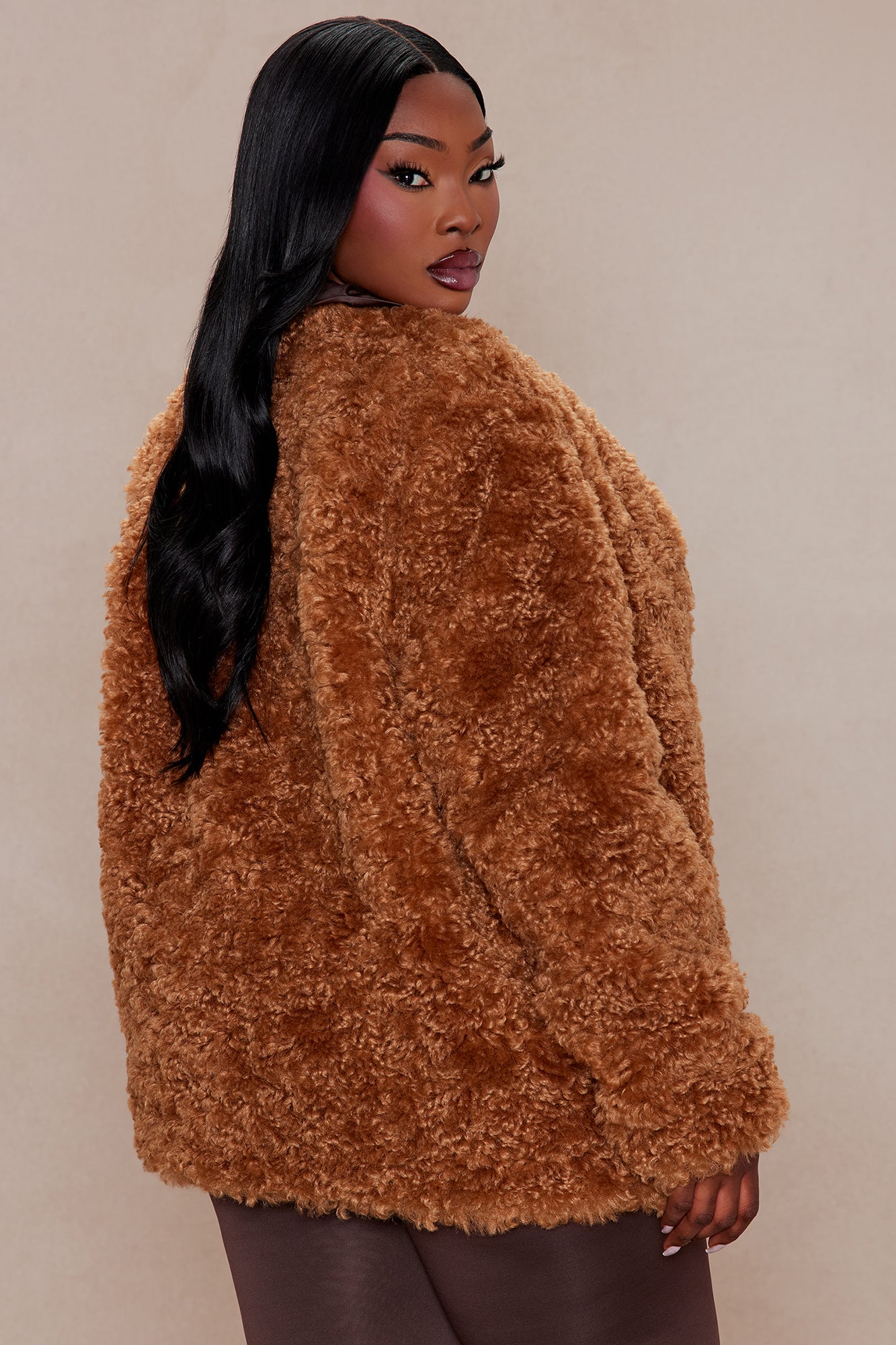 Arden Sherpa Fur Jacket - Camel