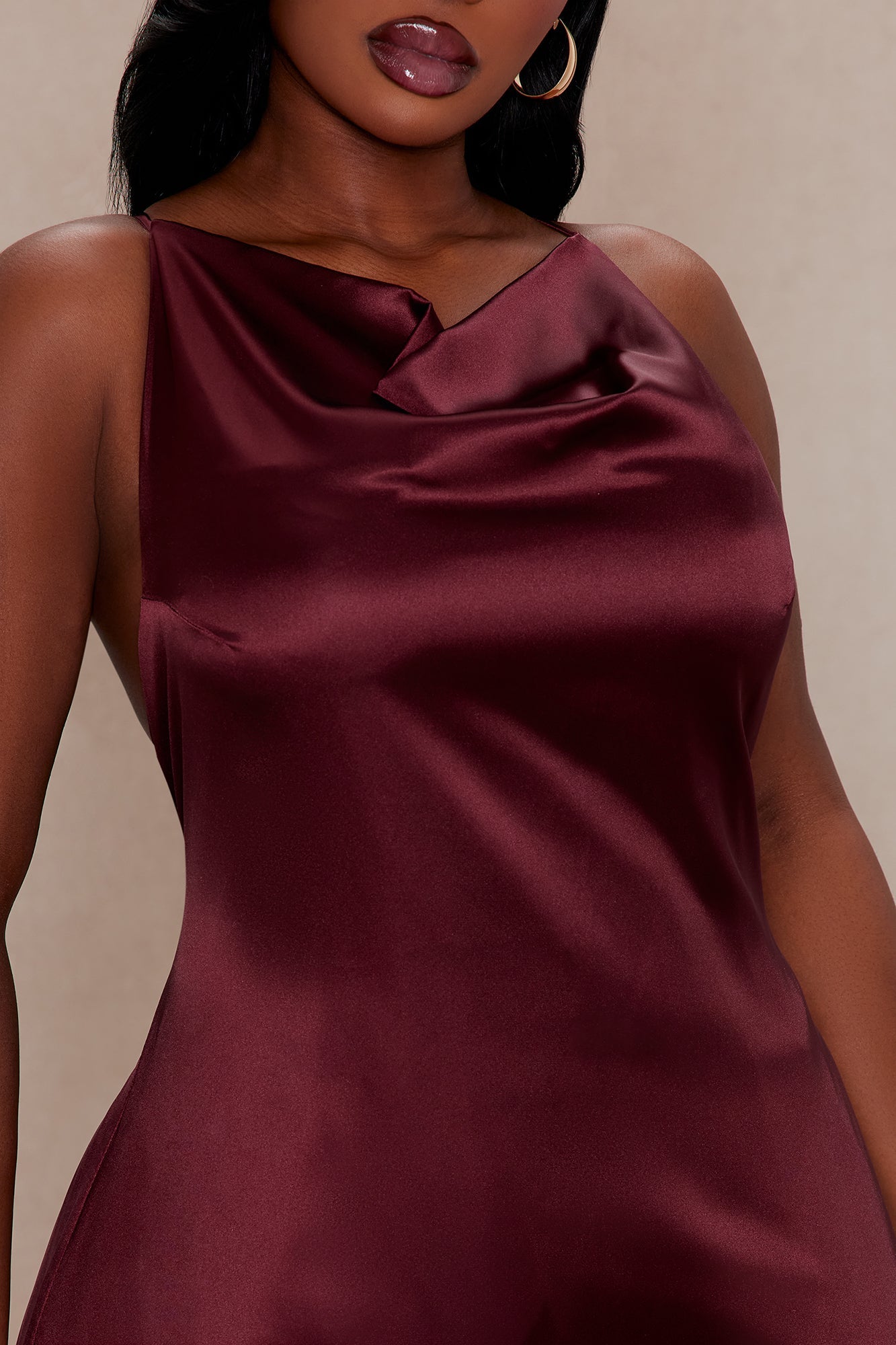 Ceile Fringe Satin Pant Set - Burgundy