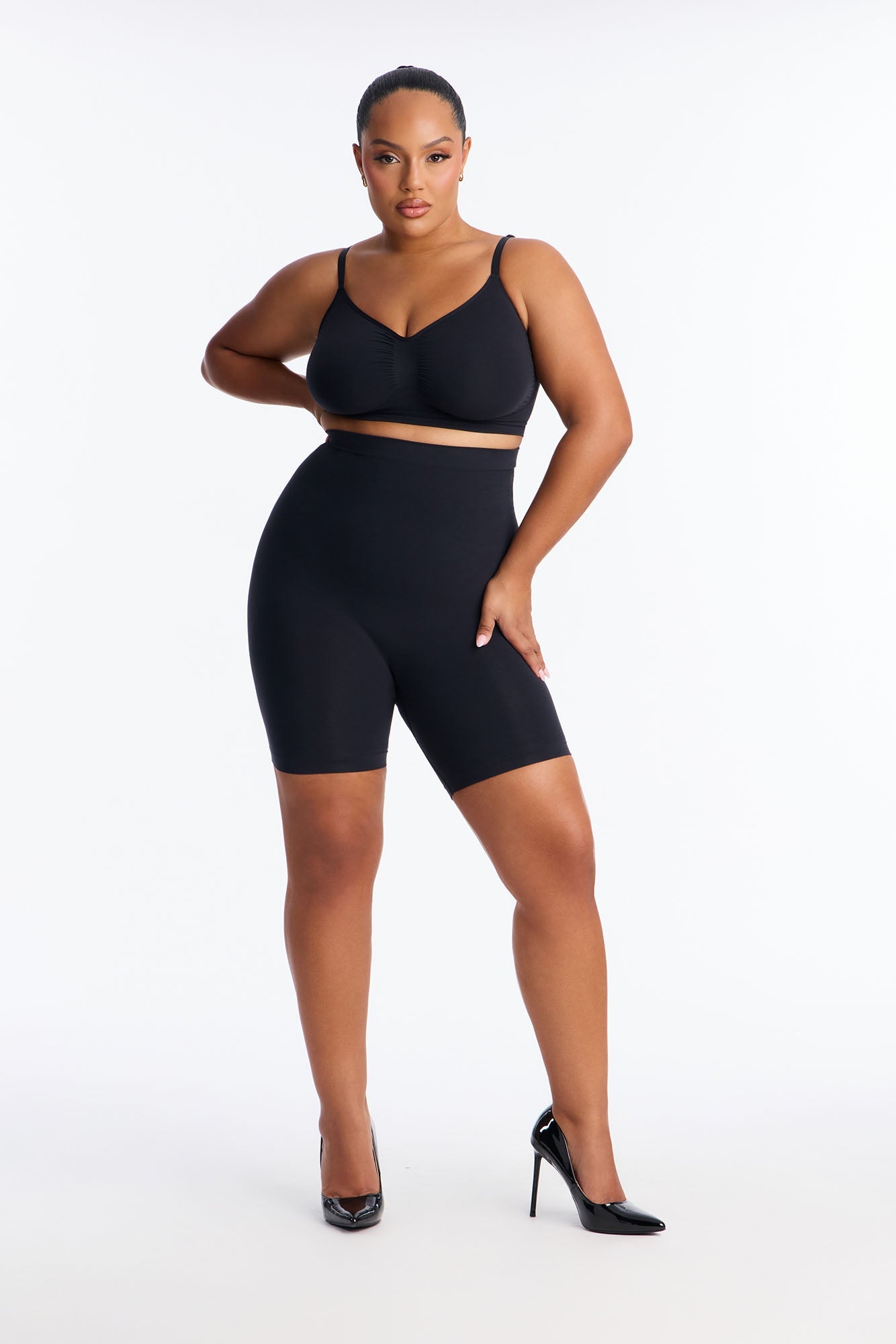 Nova Sculpt Seamless Strong Compression Thigh Shaper - Black