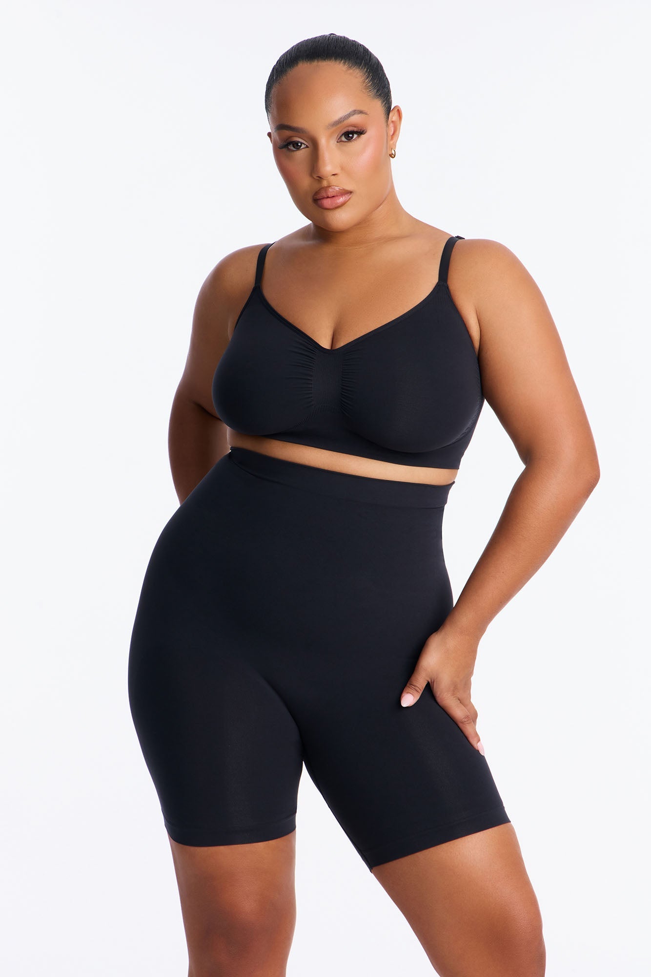 Nova Sculpt Seamless Strong Compression Thigh Shaper - Black