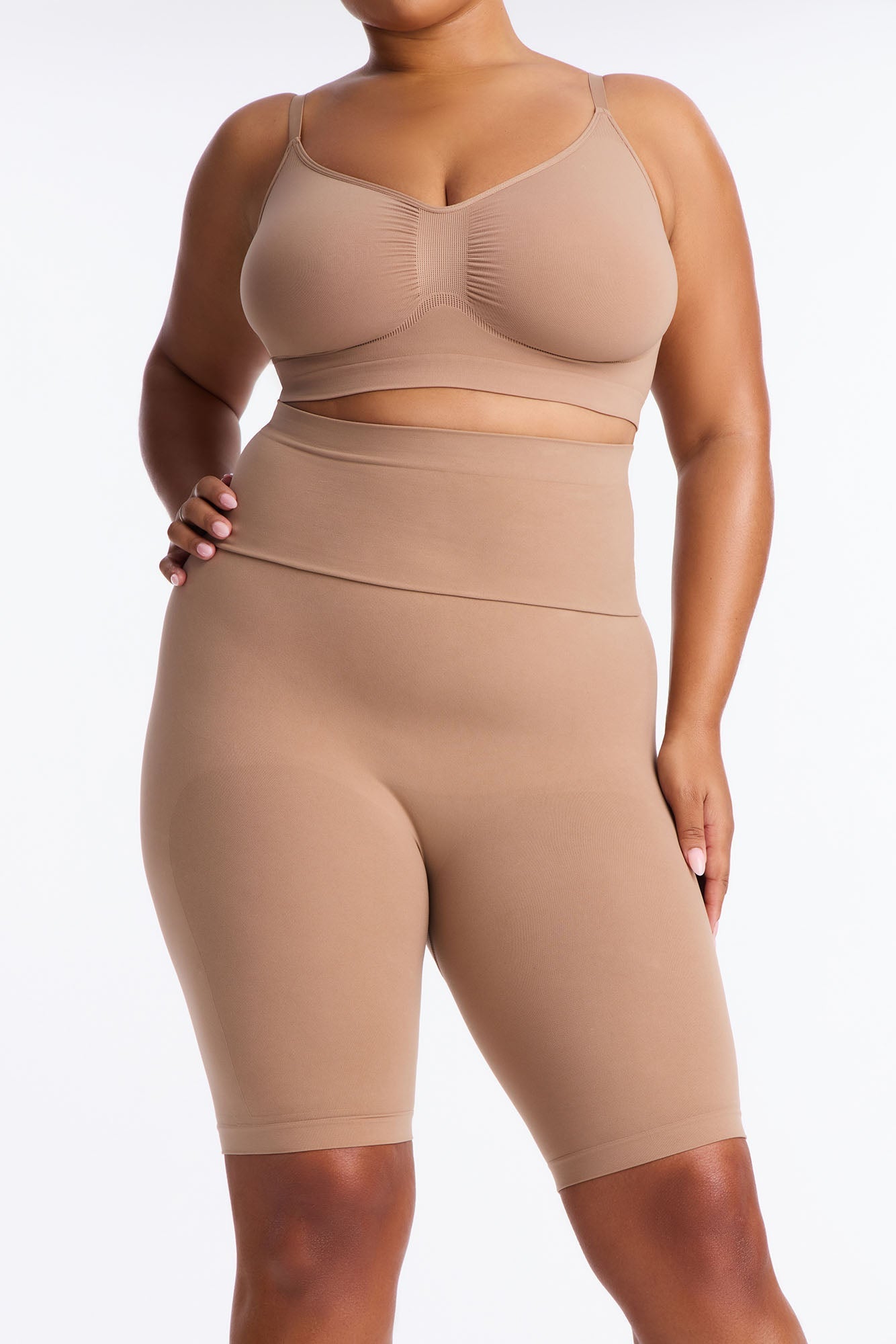 Nova Sculpt Seamless Strong Compression High Waisted Thigh Shaper - Nude
