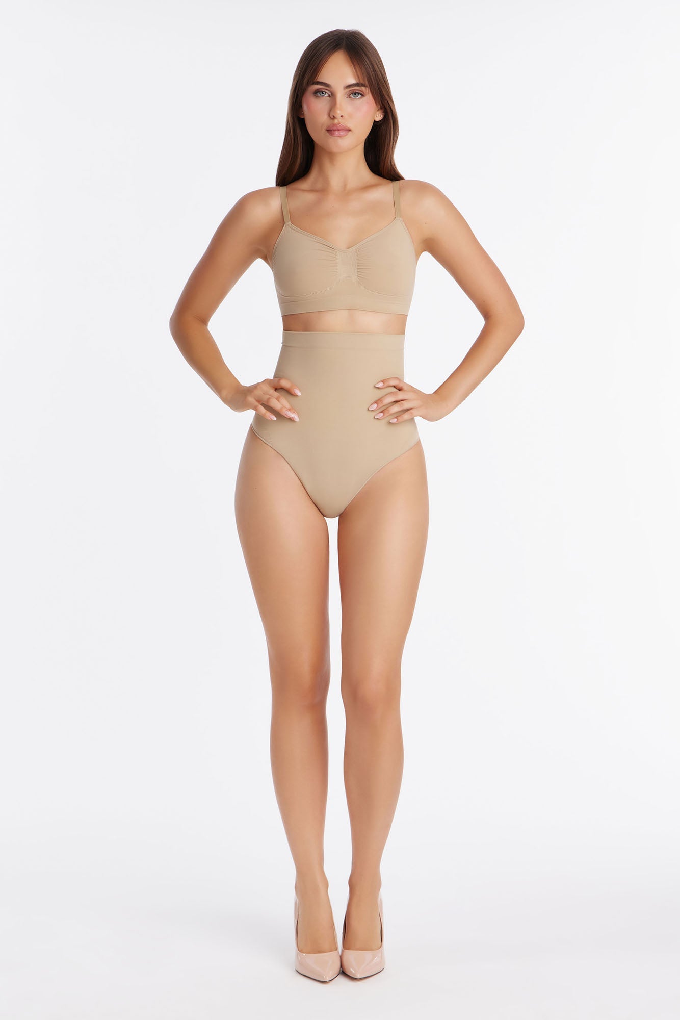 Nova Seamless Sculpt Strong Compression High Waisted Thong - Sand