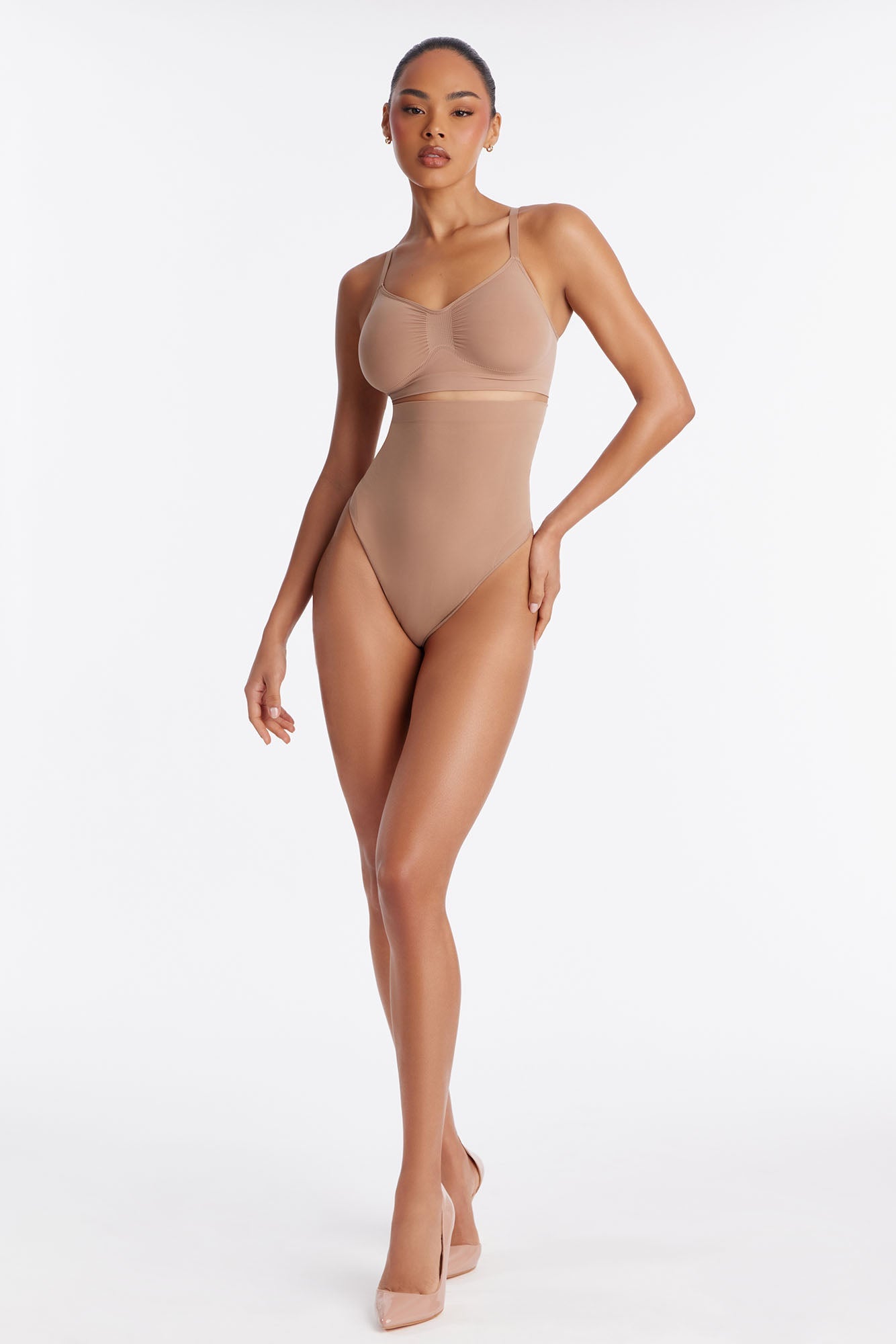 Nova Seamless Sculpt Strong Compression High Waisted Thong - Nude