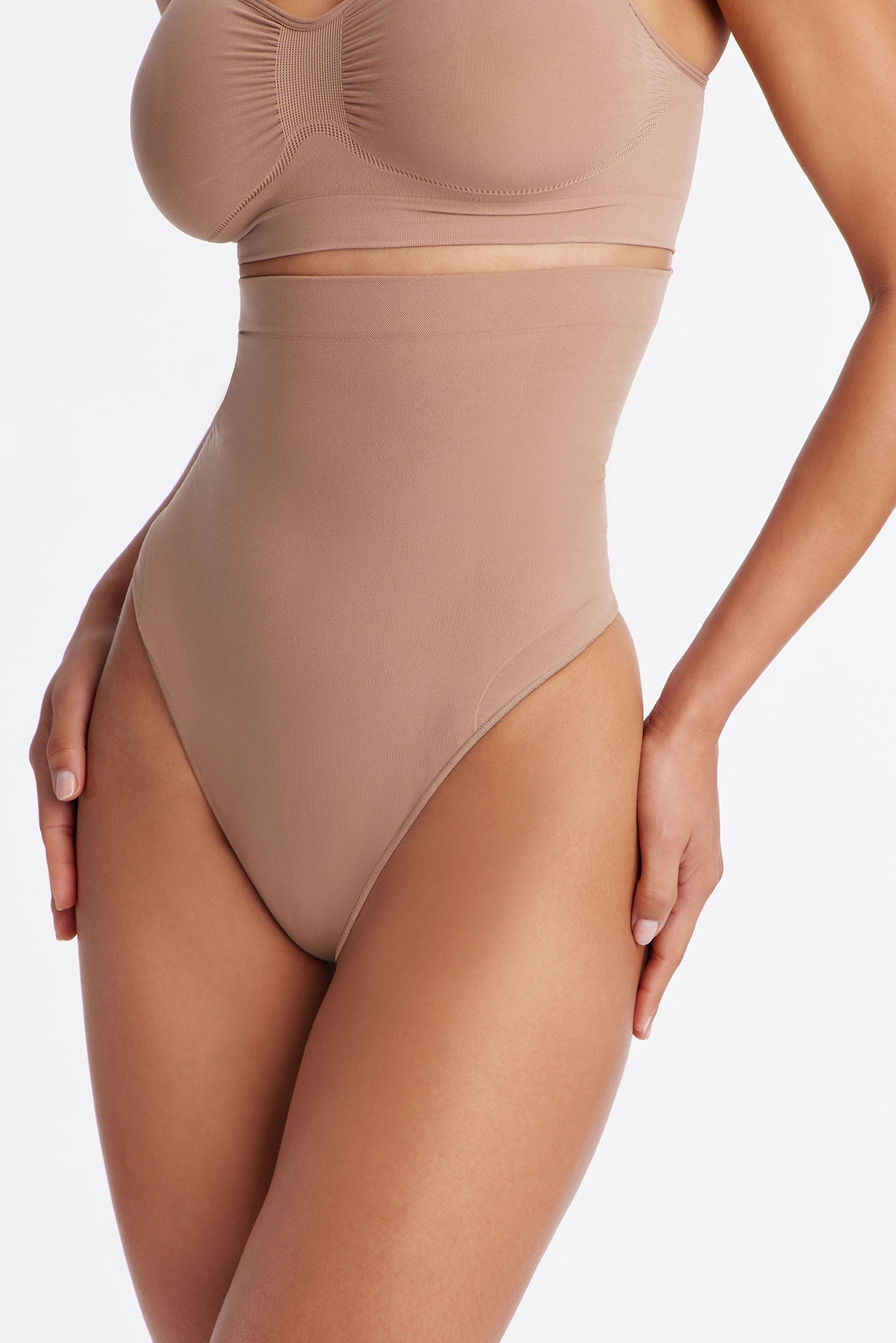 Nova Seamless Sculpt Strong Compression High Waisted Thong - Nude