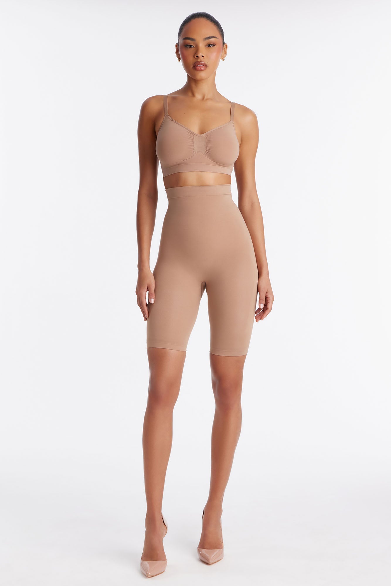 Nova Sculpt Seamless Strong Compression High Waisted Thigh Shaper - Nude