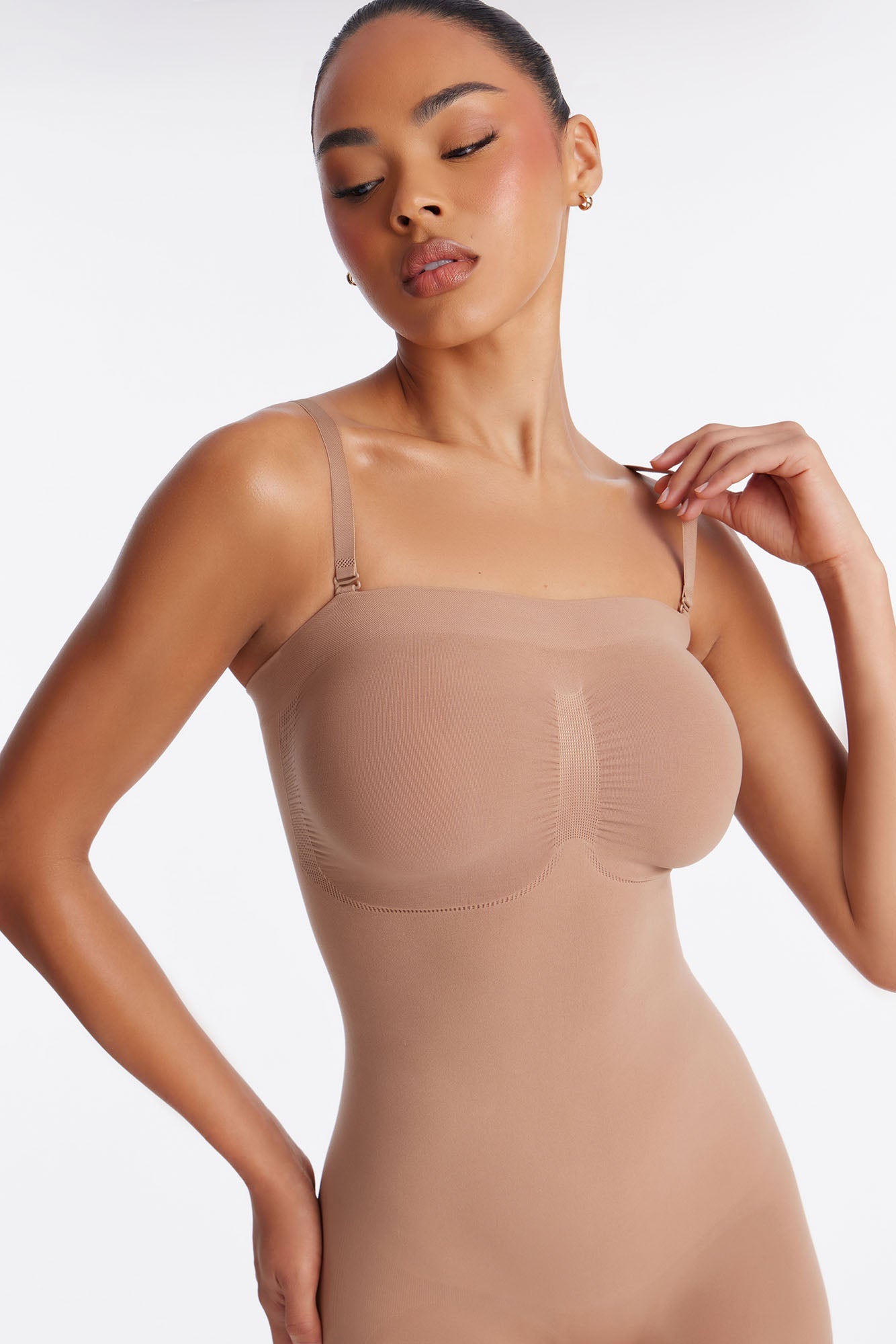 Nova Sculpt Seamless Strong Compression Strapless Shortie Bodysuit - Nude