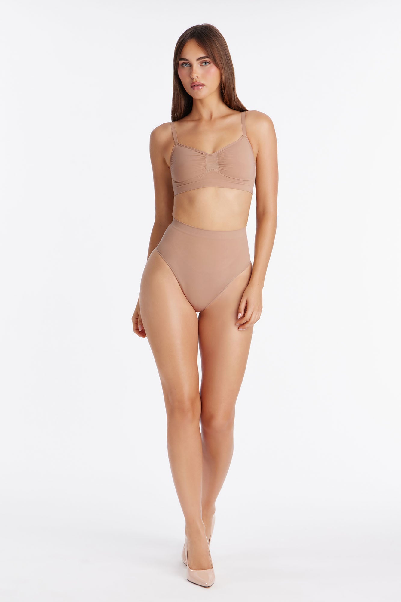 Nova Sculpt Seamless Strong Compression Mid Waist Thong - Nude