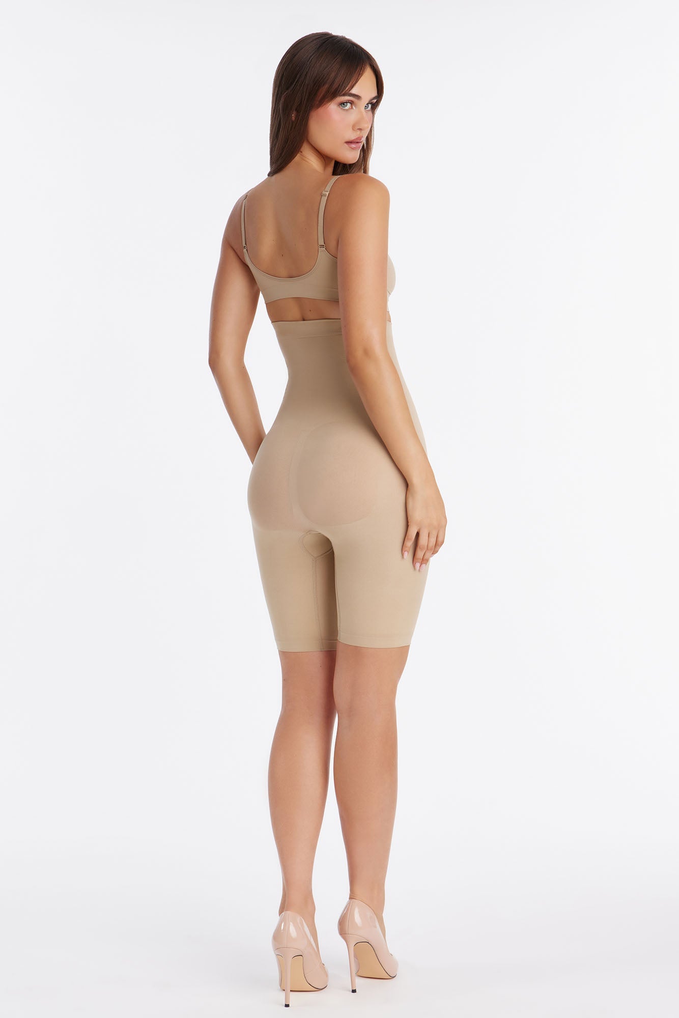 Nova Sculpt Seamless Strong Compression High Waisted Thigh Shaper - Sand