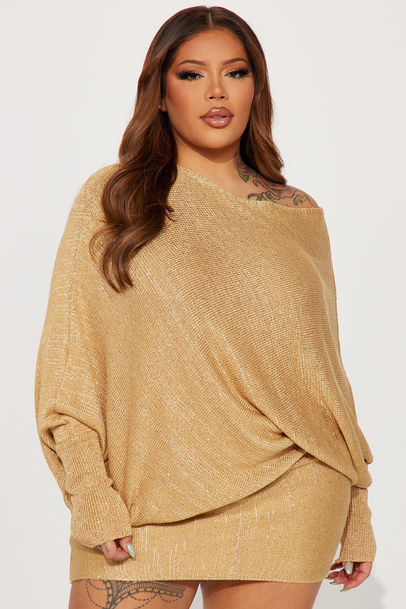 Sophia Sweater Mini Dress - Gold