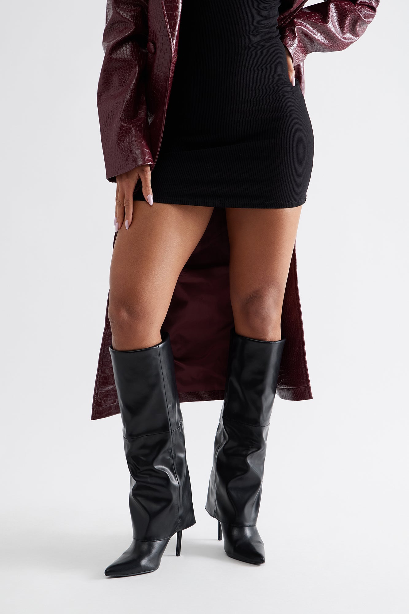 Tacoma Faux Leather Overlay Boots - Black