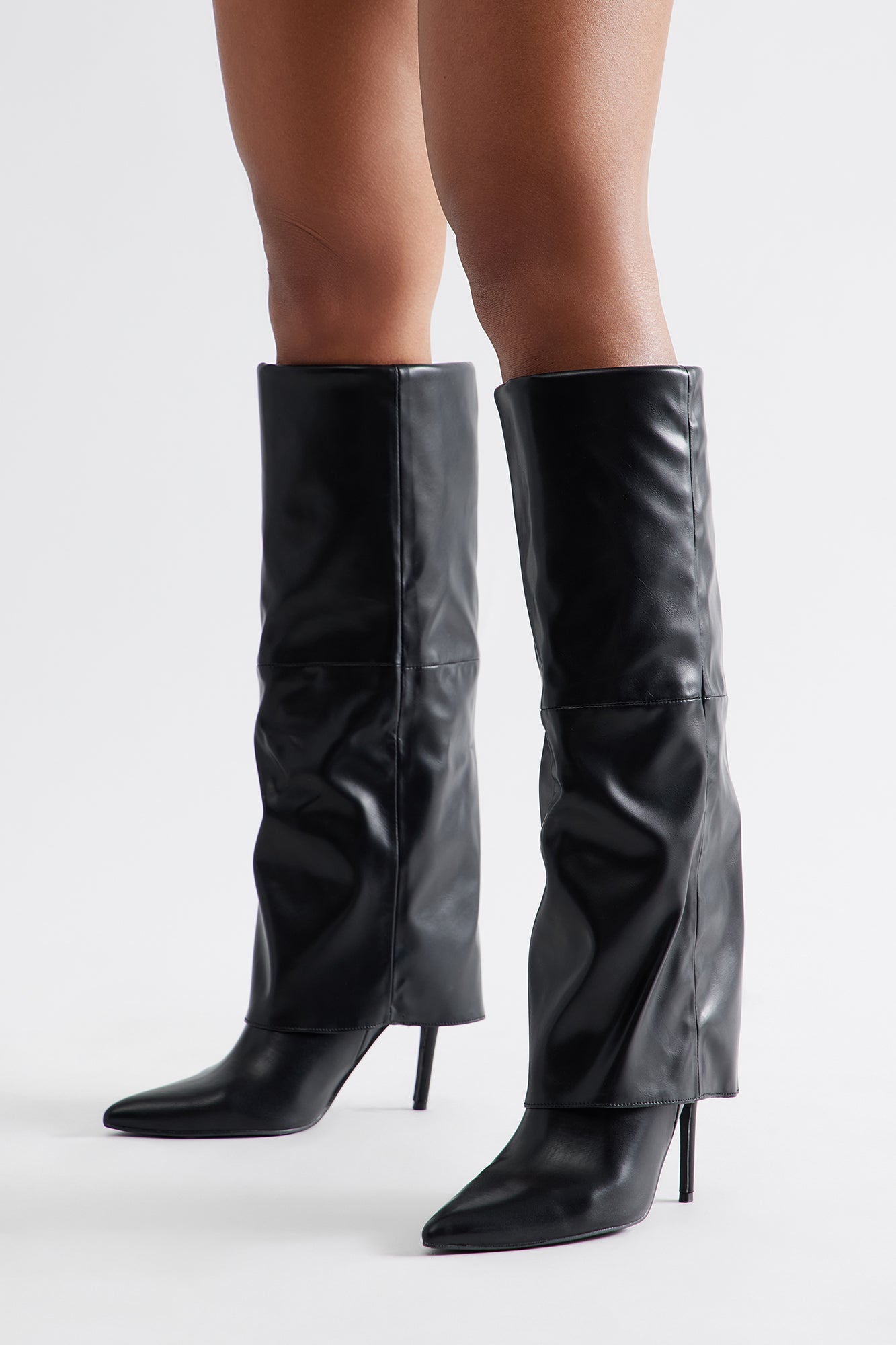 Tacoma Faux Leather Overlay Boots - Black