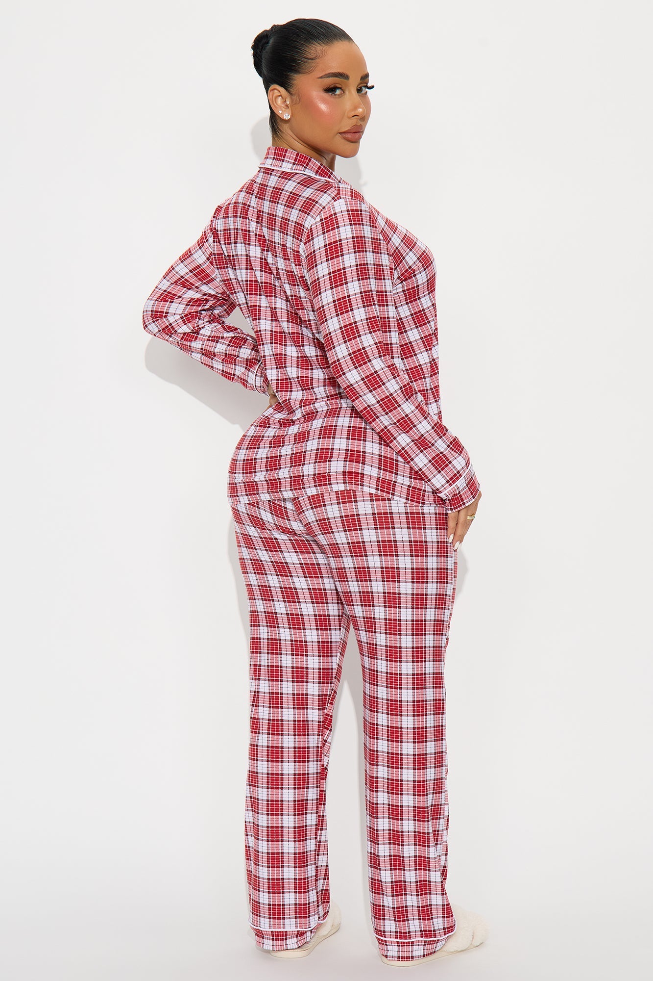 Say Goodnight Long Sleeve PJ Pant Set - Red/combo
