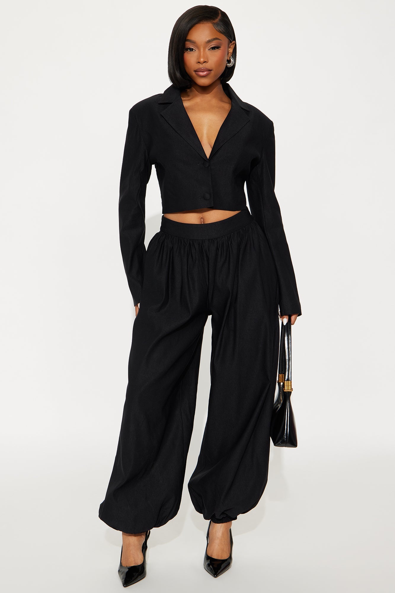 Shes In Charge Balloon Pant Set - Black