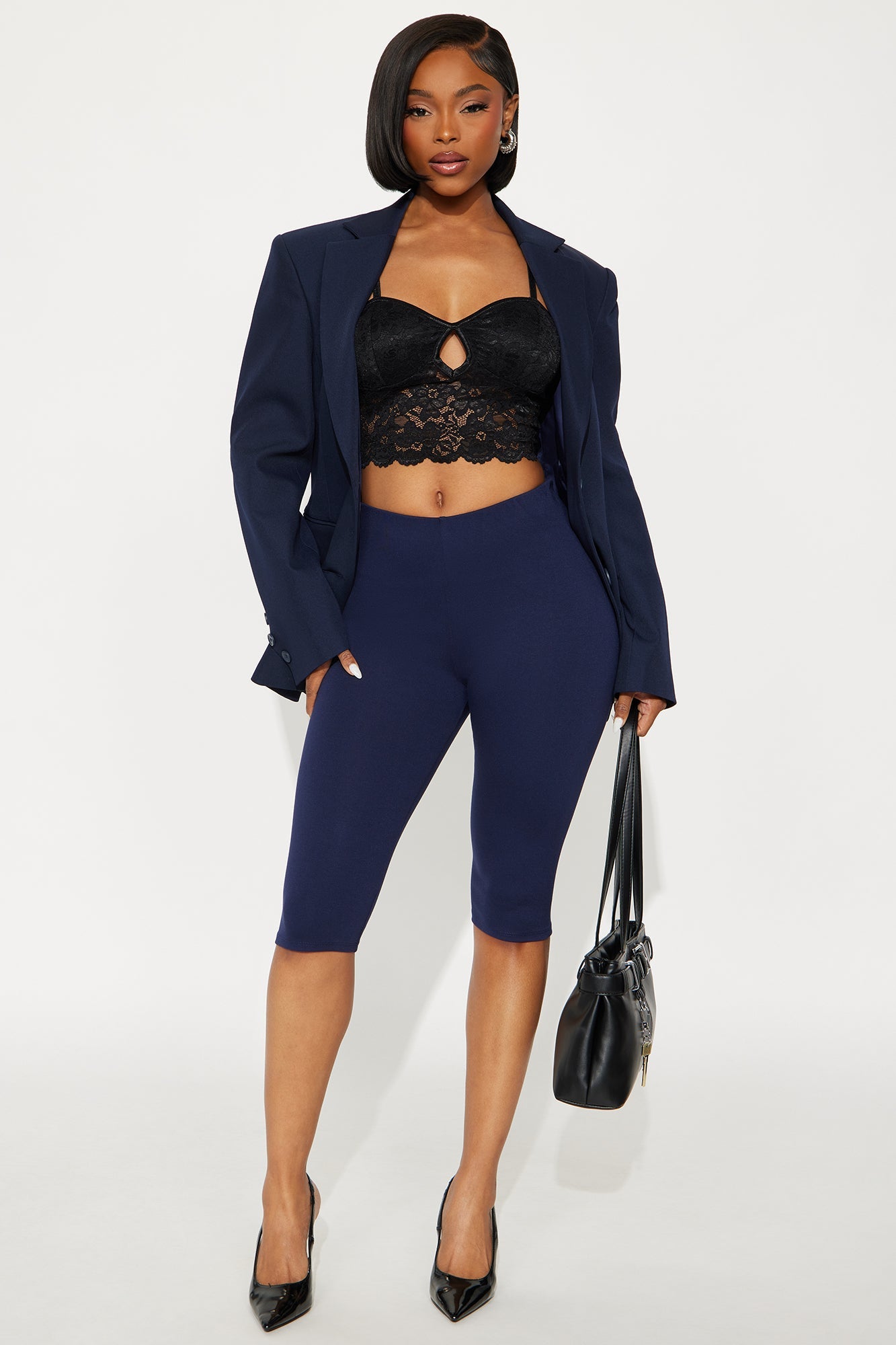 Echo Low Rise Ponte Capri Legging 14″ - Navy