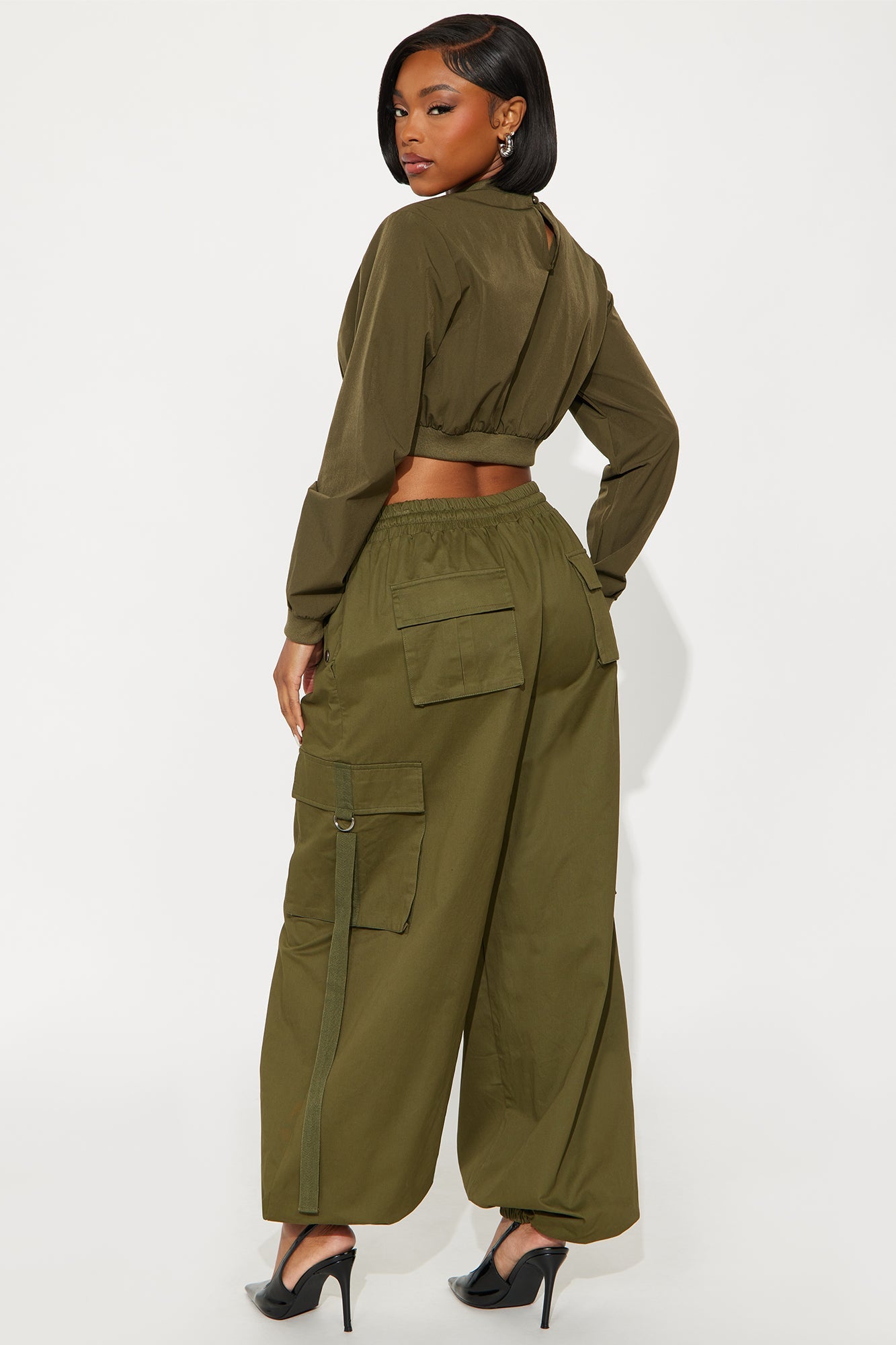 Bianca Balloon Pant Set - Olive