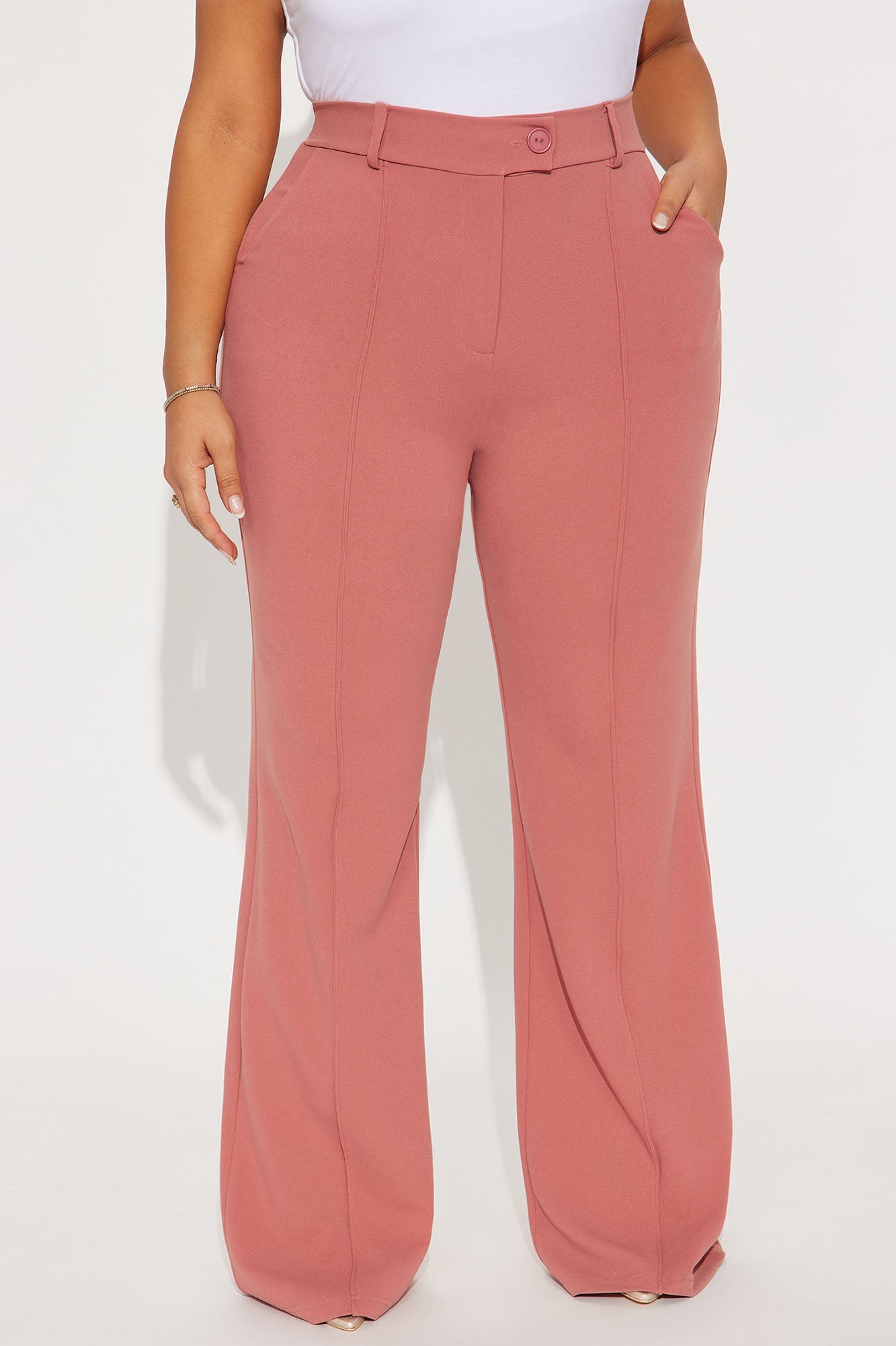Heidi Wide Leg Trouser Pant - Rose
