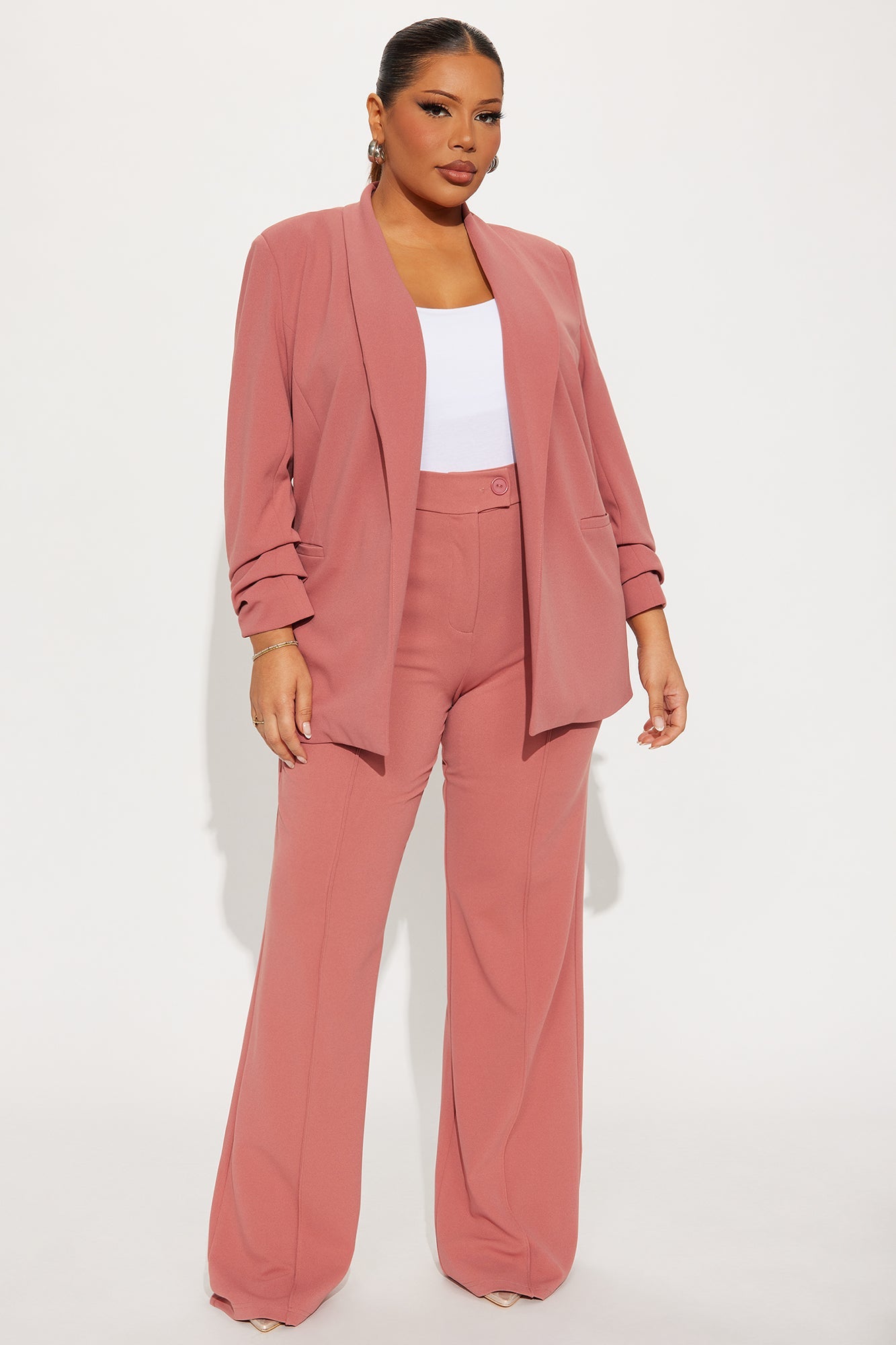 Heidi Wide Leg Trouser Pant - Rose