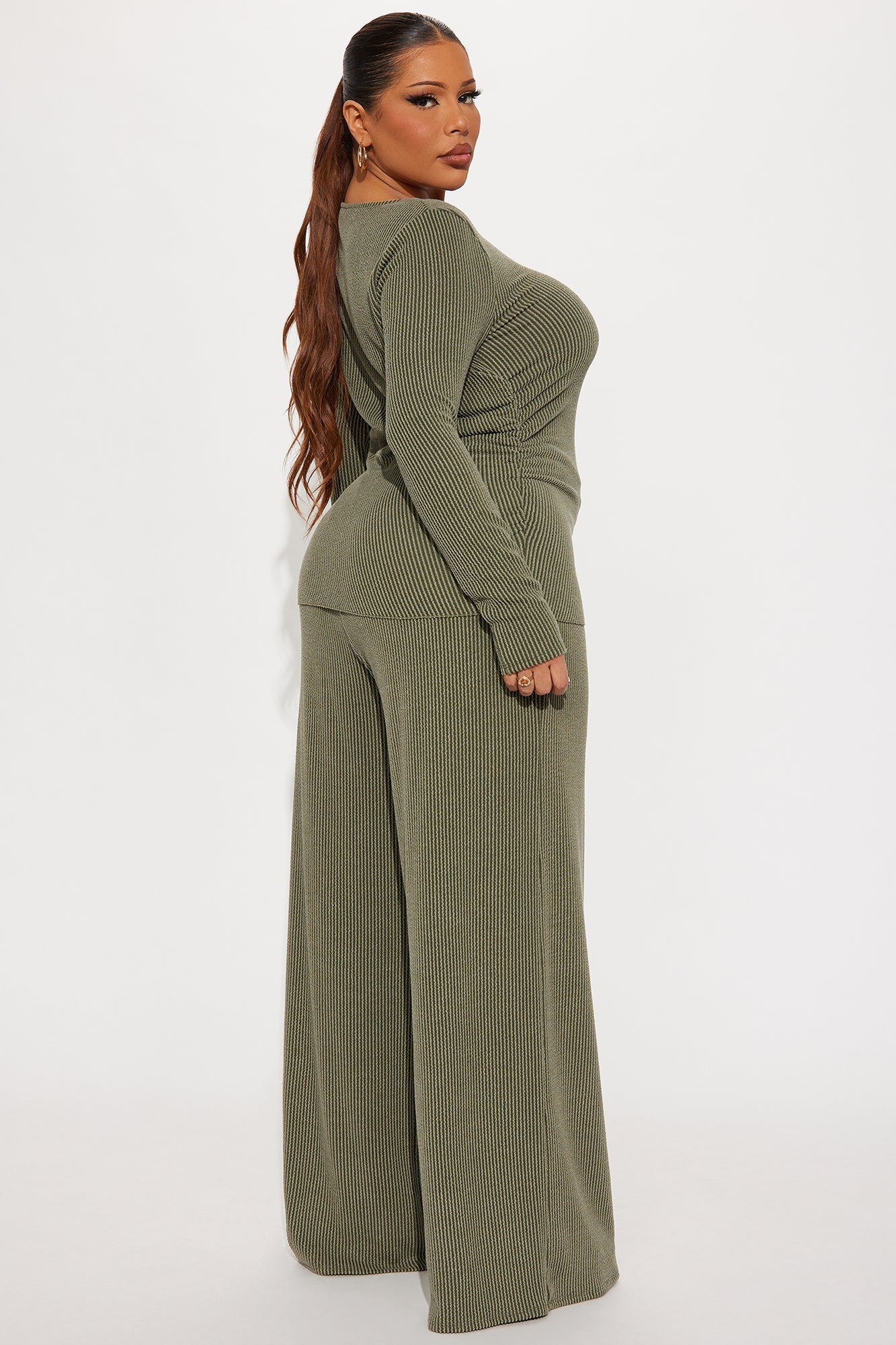 Julissa Ribbed Pant Set - Olive