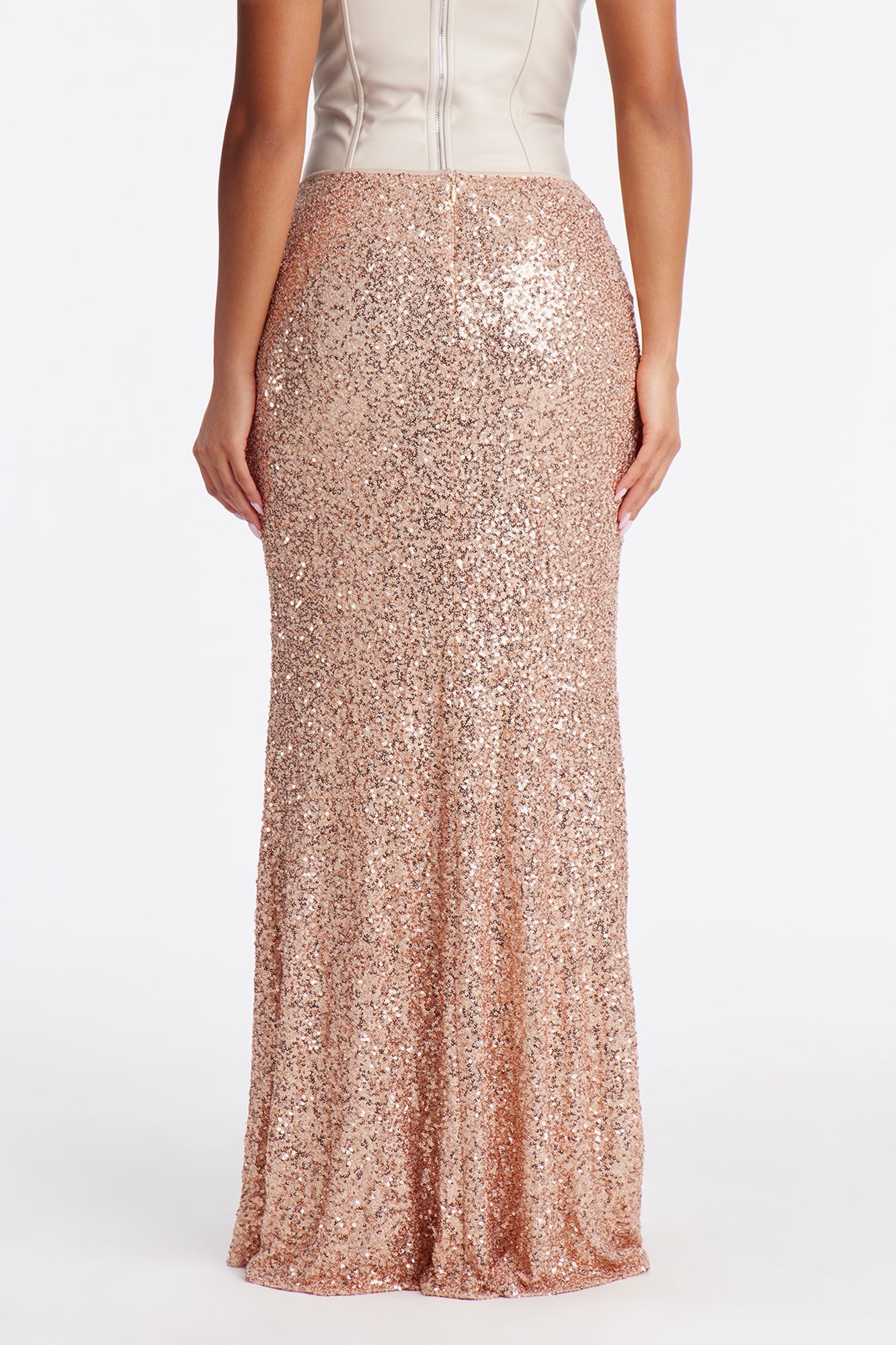 On The Rise Mermaid Sequin Maxi Skirt - Champagne
