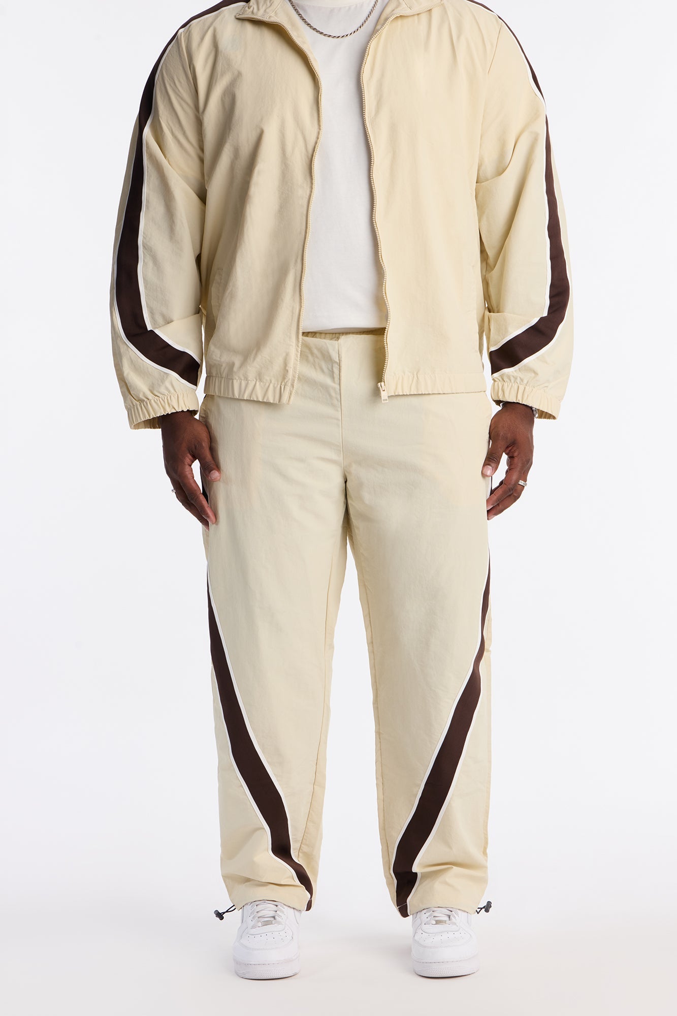 Straight Prep The Filed Color Block Nylon Pant - Cream/combo