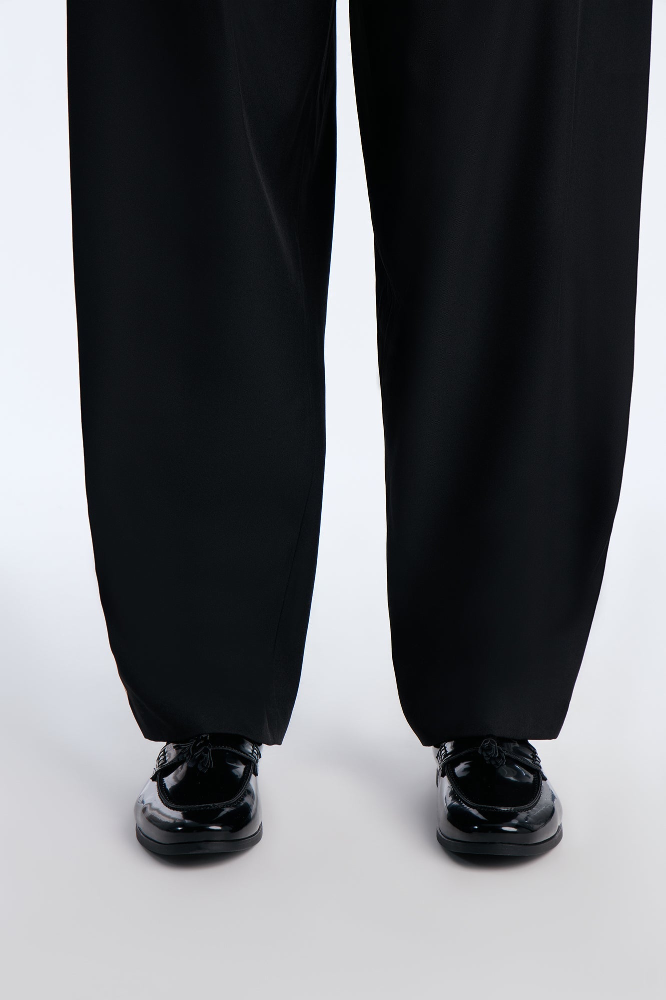 Dress Patent Leather Flat Tassel Loafer - Black