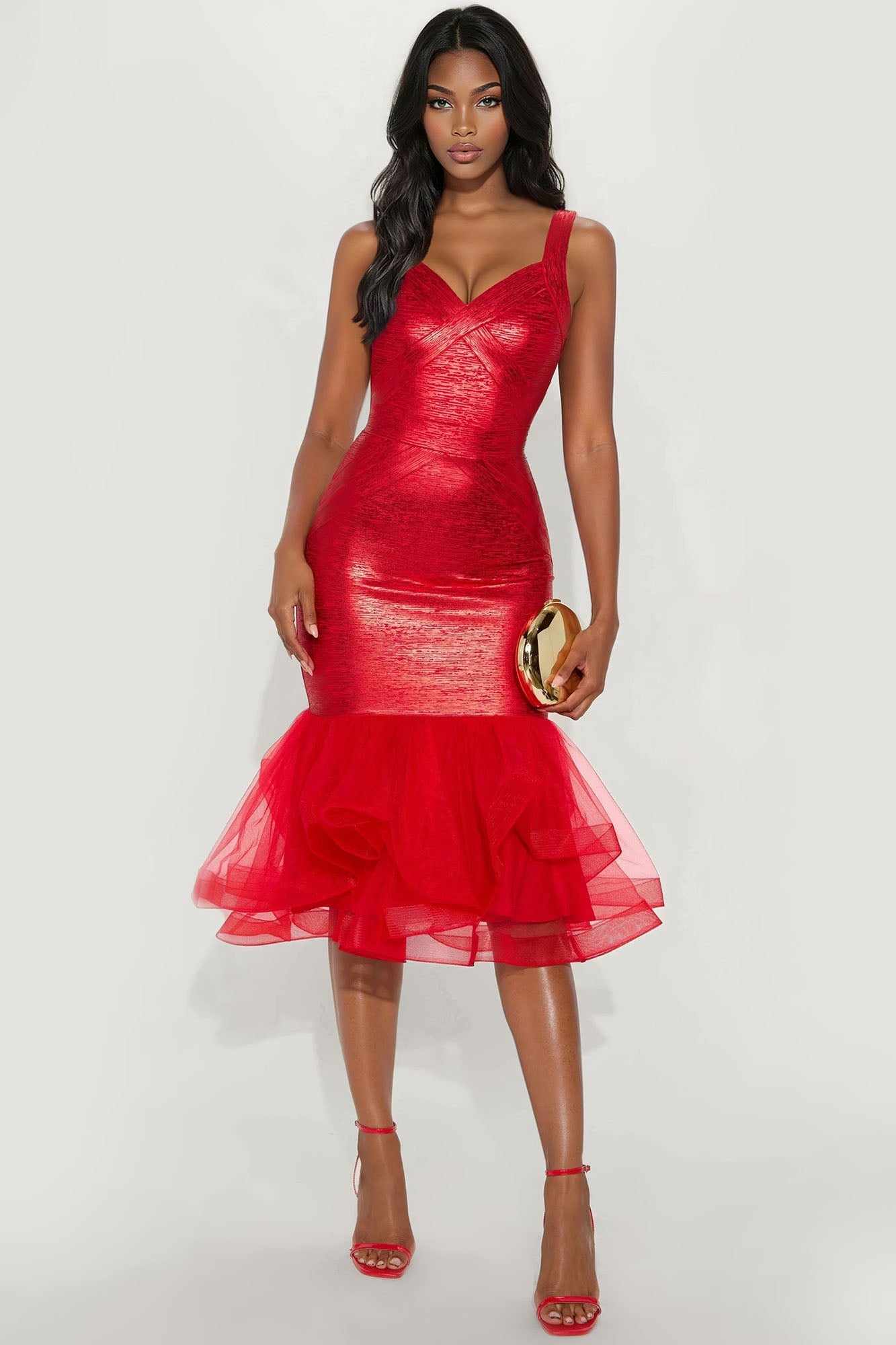 Mermaid Fresh Out Of Fashion Week Midi Dress - Red