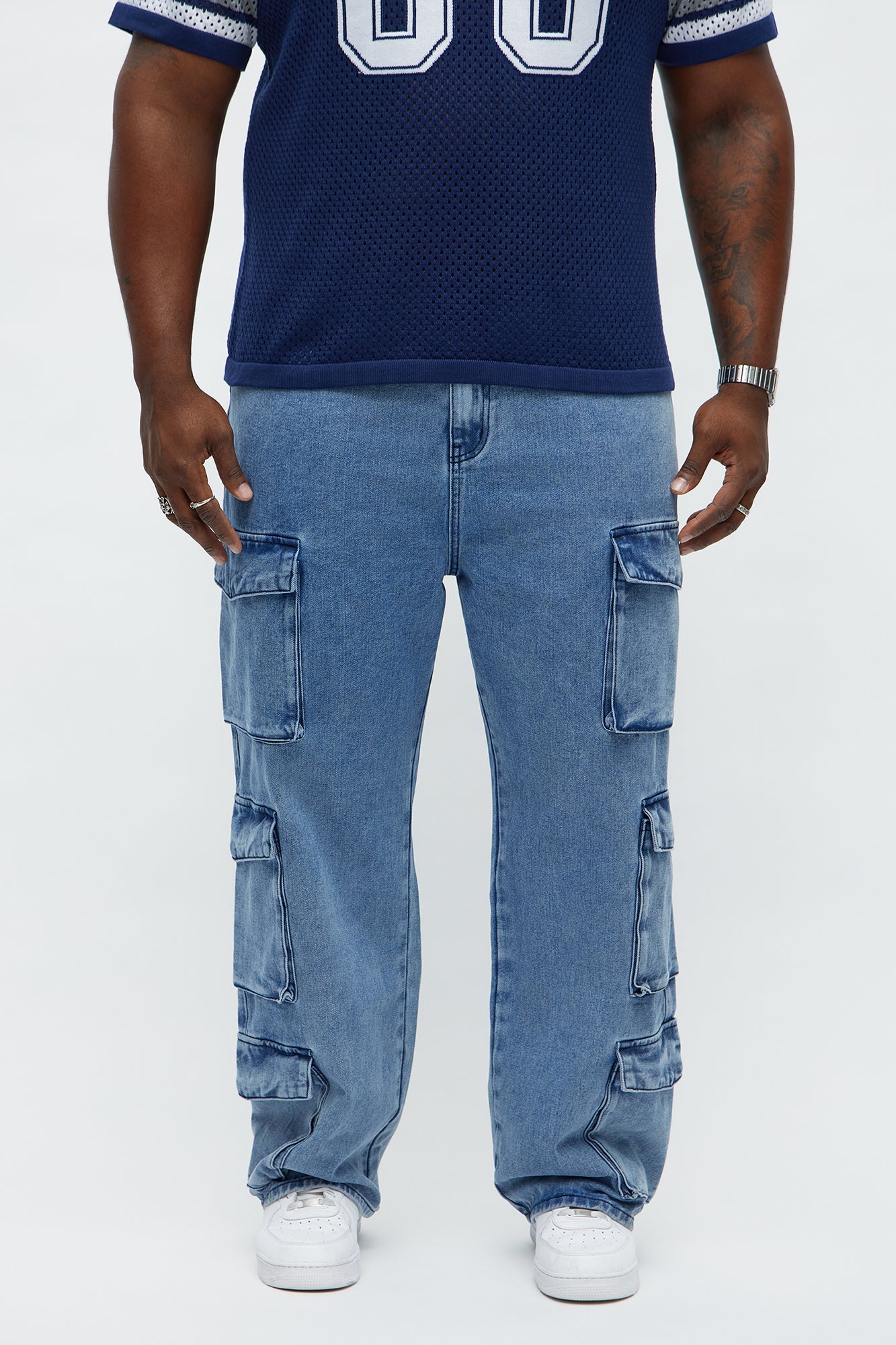 Baggy Cargo Three For Me Jean - Medium Wash
