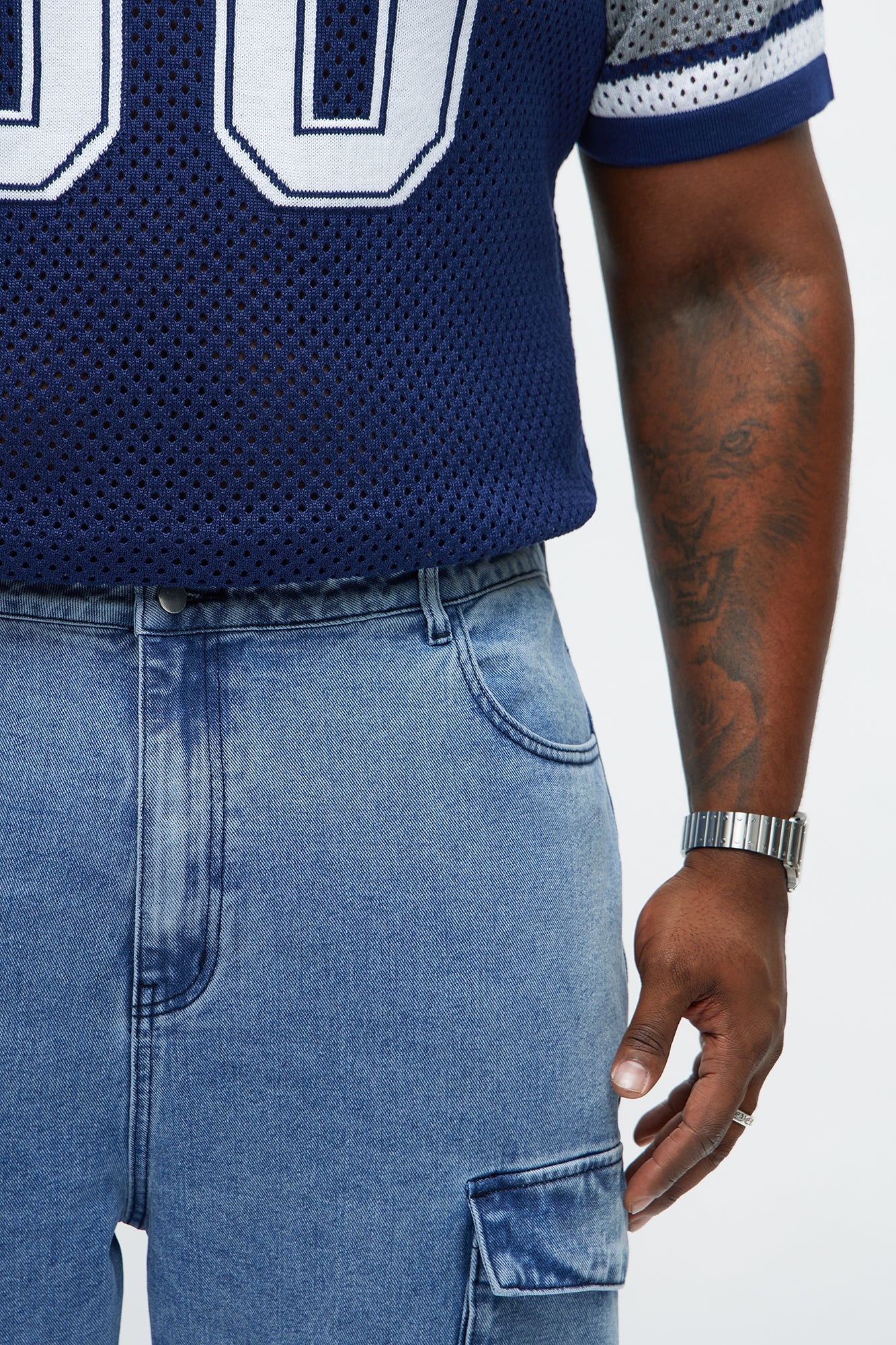 Baggy Cargo Three For Me Jean - Medium Wash