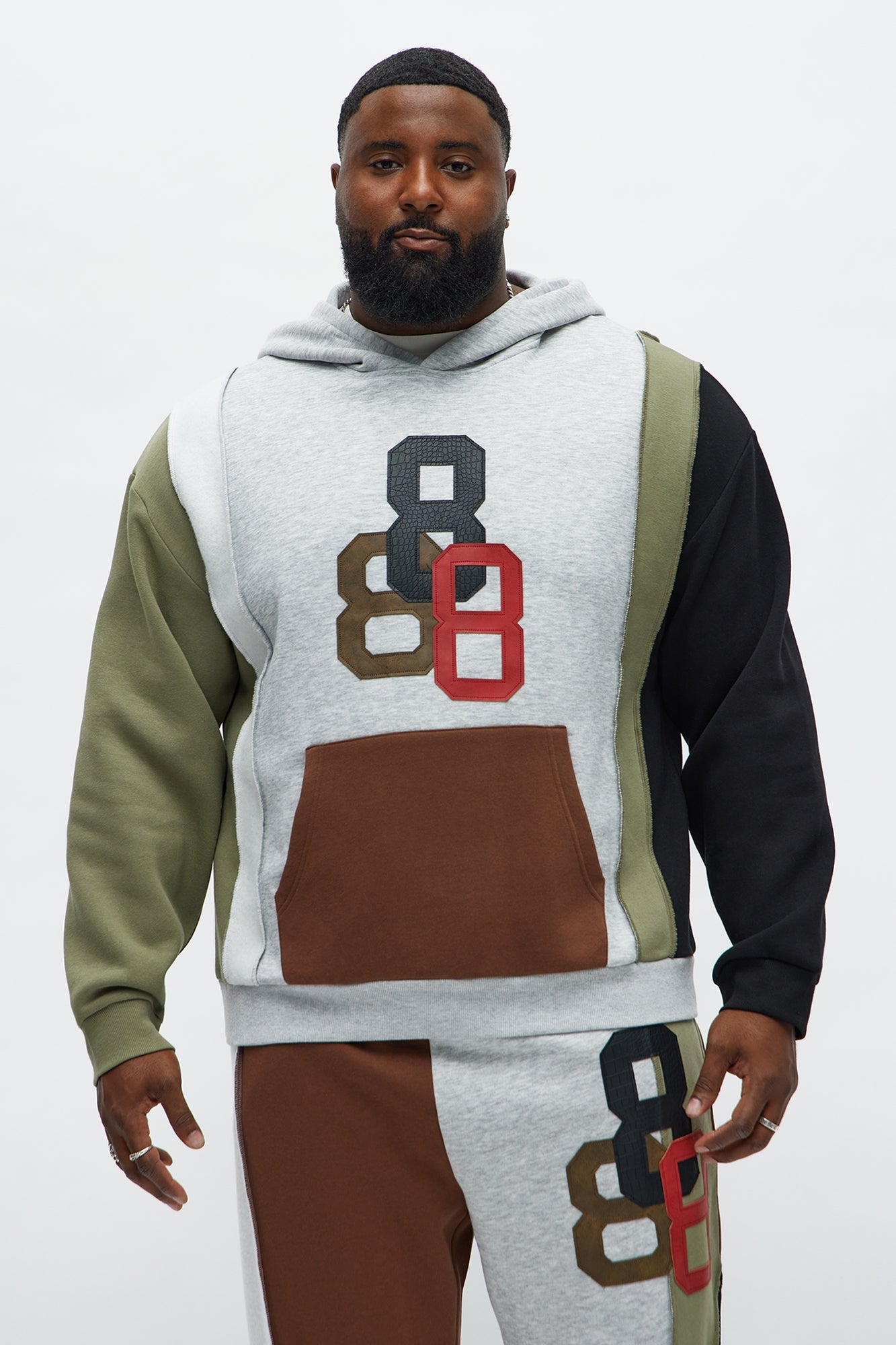 888 Patchwork Hoodie - Multi Color