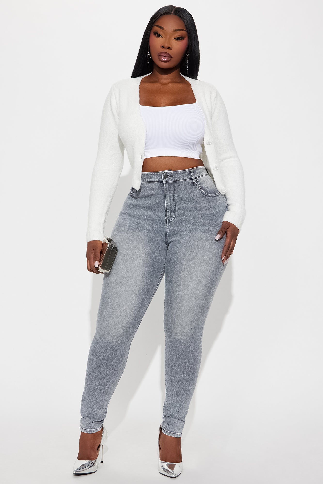 Harlow High Rise Skinny Jeans - Grey
