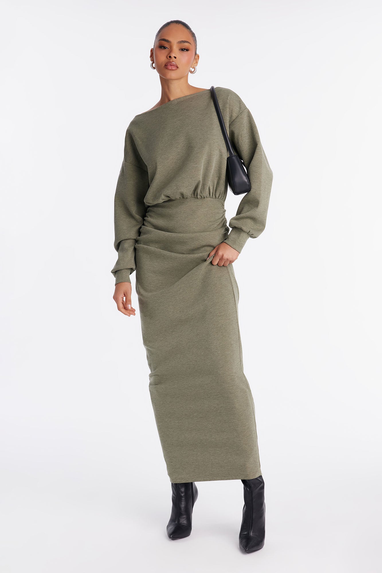 Casual Vibe Long Sleeve Maxi Dress - Olive