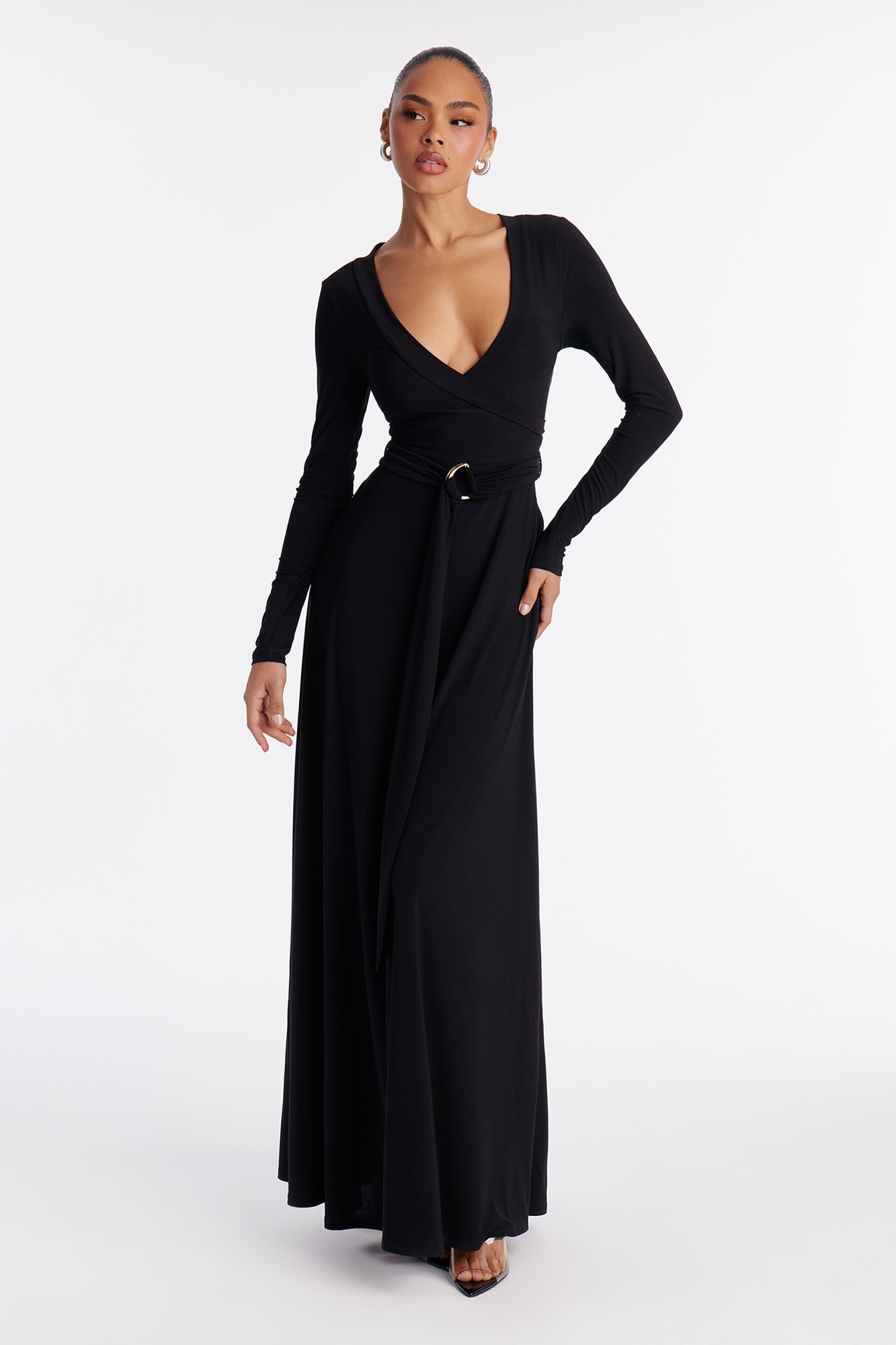 Blakely Belted Maxi Dress - Black