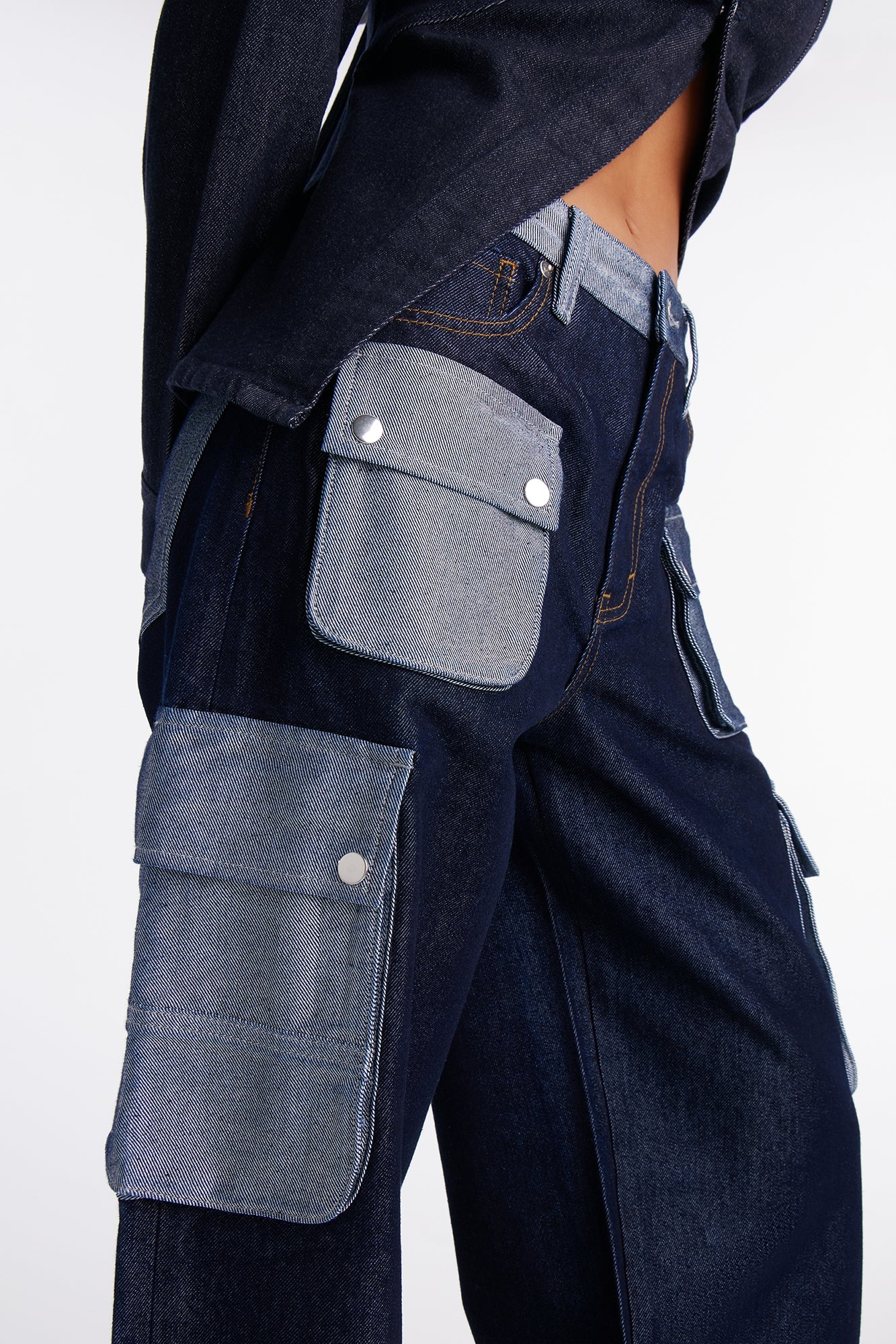 On My Grind Cuffed Cargo Jeans - Dark Wash