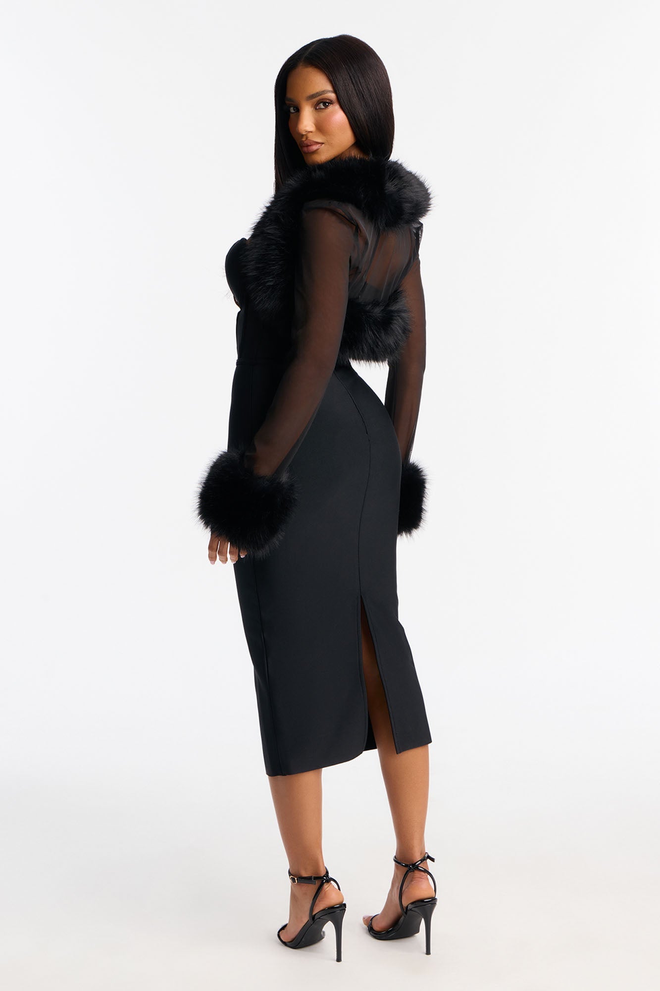Acacia Bandage Midi Dress & Bolero Set - Black