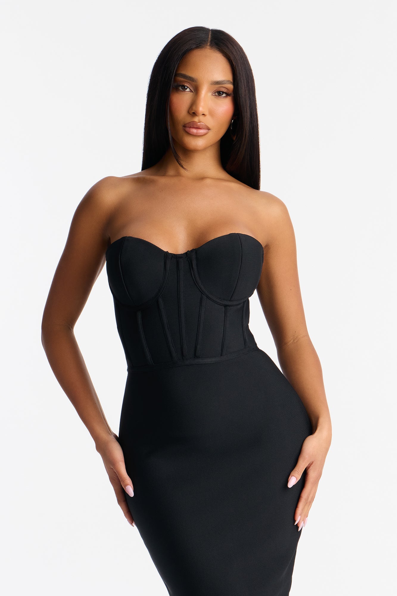 Acacia Bandage Midi Dress & Bolero Set - Black