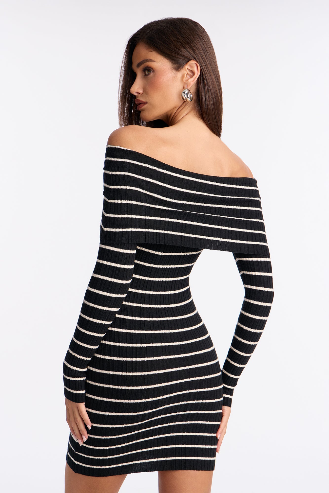 Say It Striped Mini Dress - Black