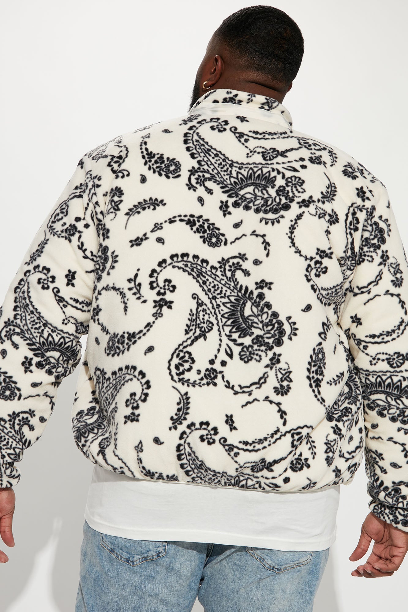 Going Up Paisley Printed Fleece Jacket - Cream/combo