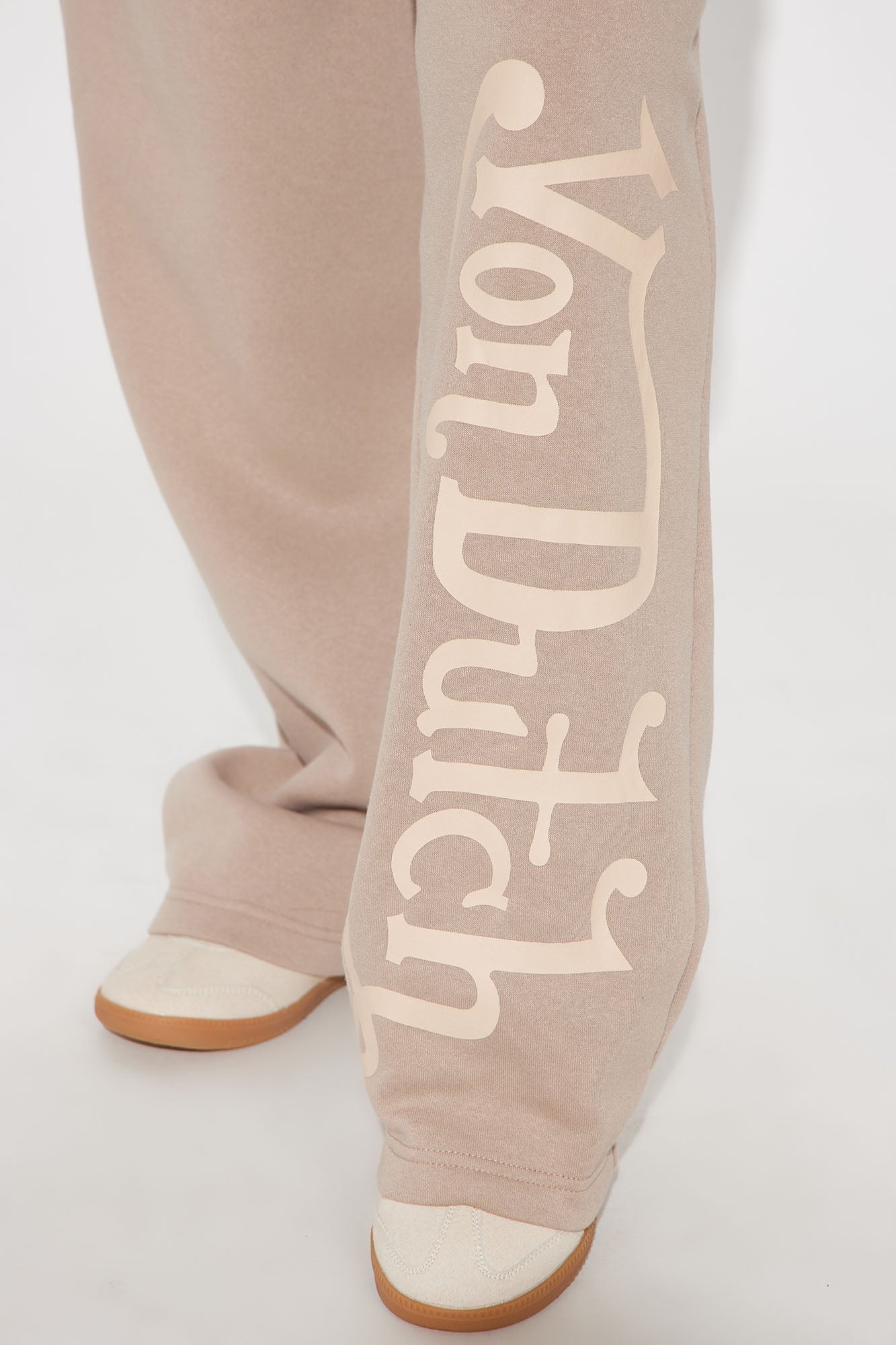 Von Dutch Distressed Wide Leg Pant - Taupe
