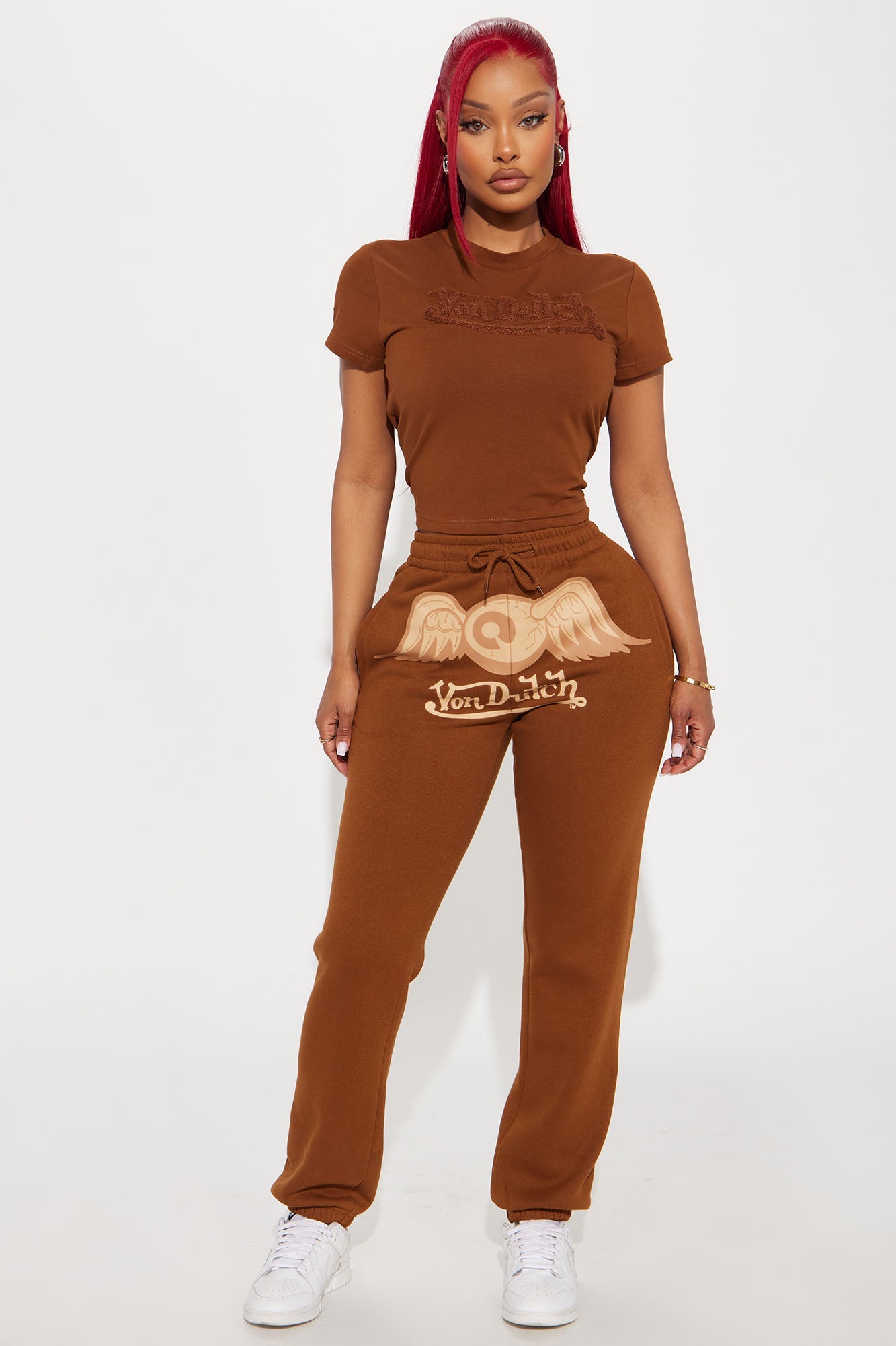 Von Dutch Wings Baby Tee - Brown