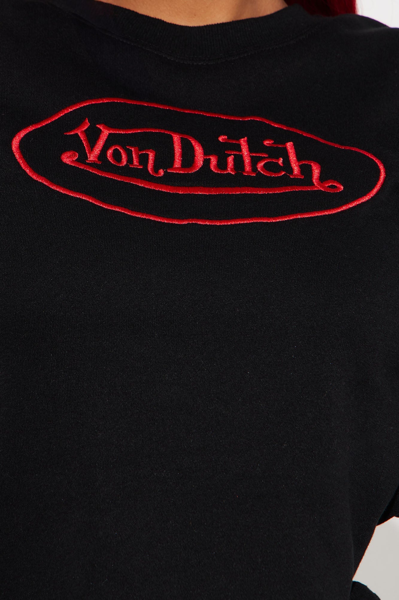 Von Dutch Embroidered Crewneck Sweatshirt - Black/Red