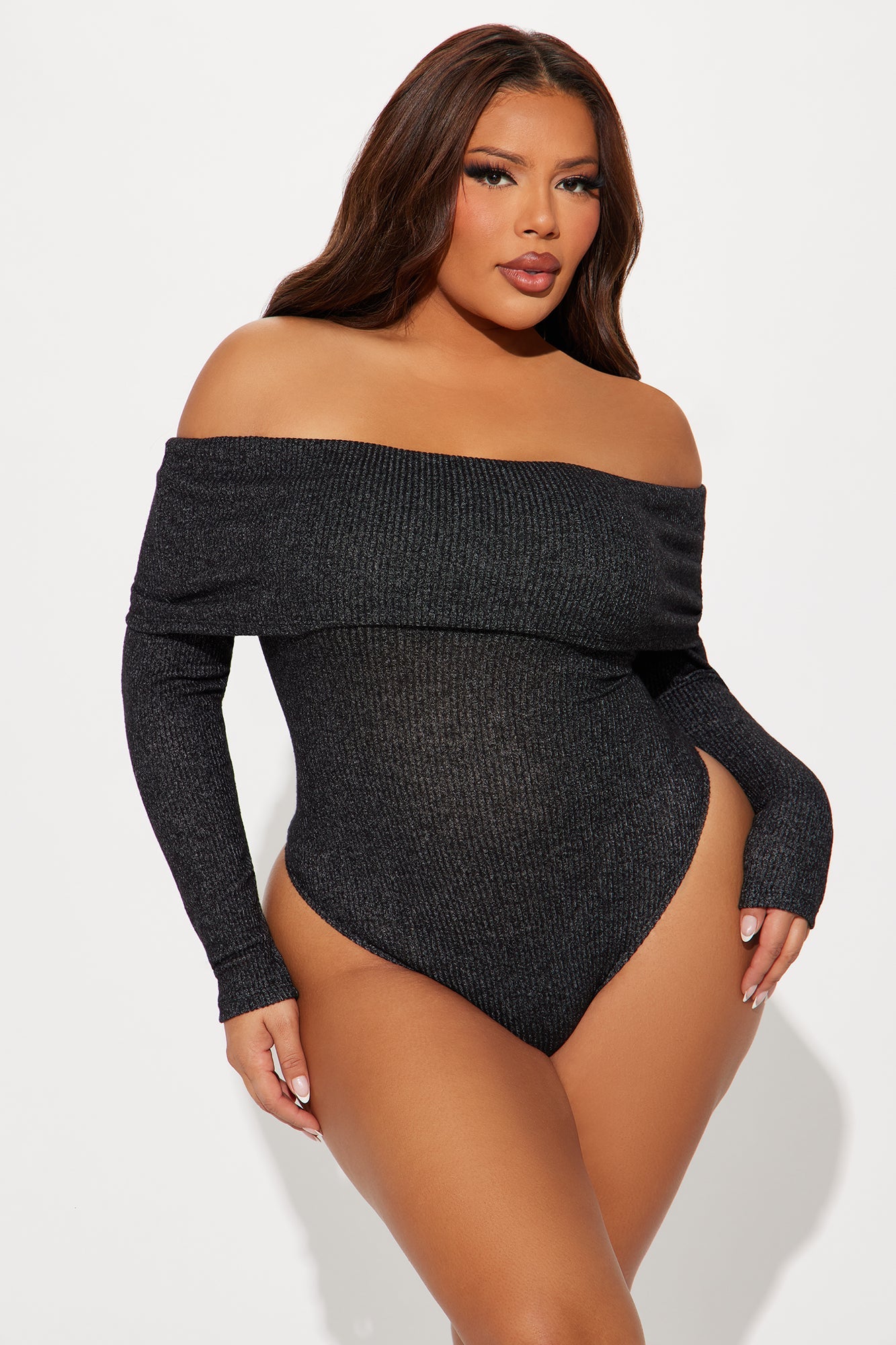 Samantha Sweater Bodysuit - Black