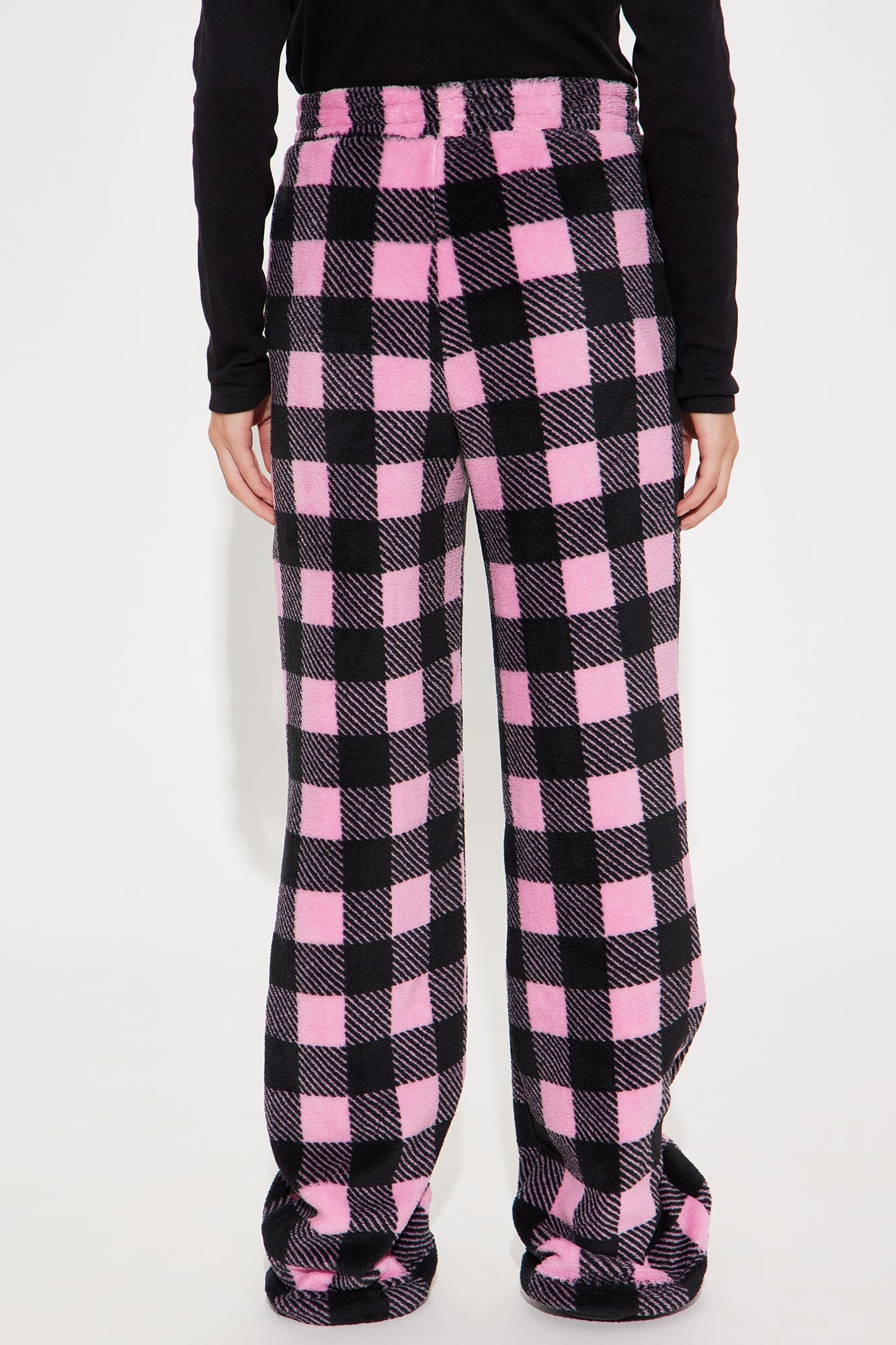 Mini Always Cozy Checkered Plush Pants - Pink